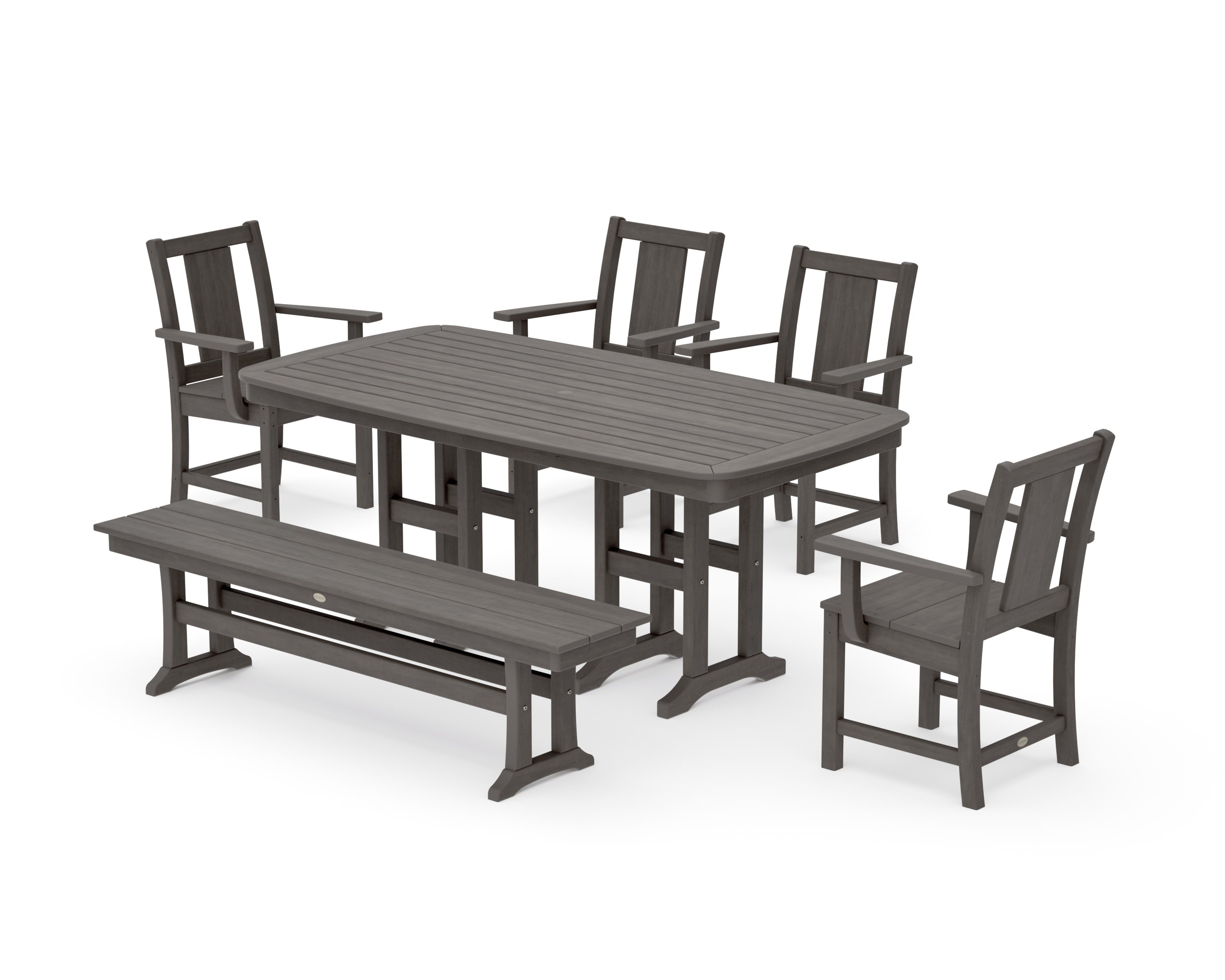 Prairie 6-Piece Dining Set with Bench in Driftwood
