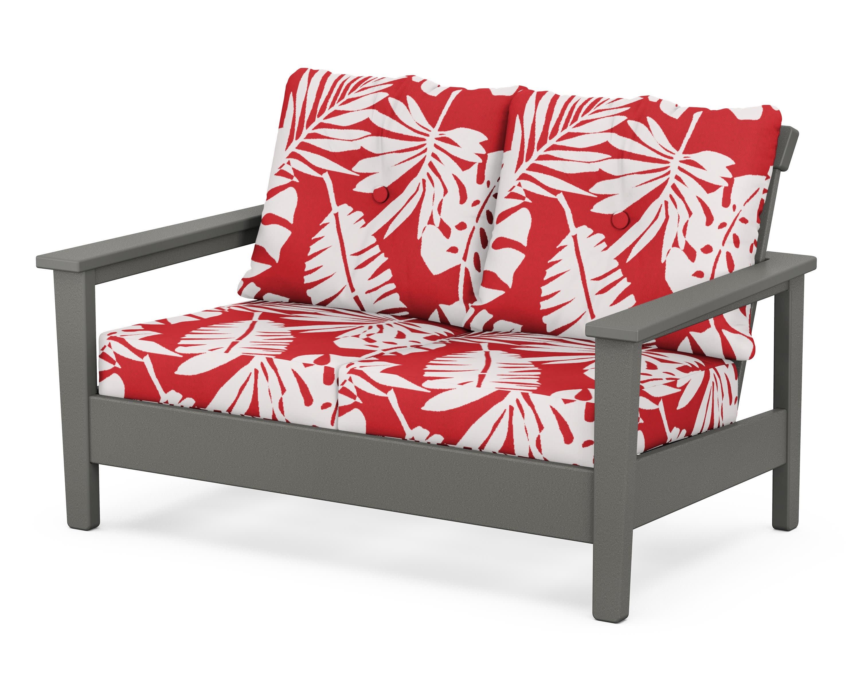 Prescott Deep Seating Loveseat in Slate Grey / Leaf Crimson