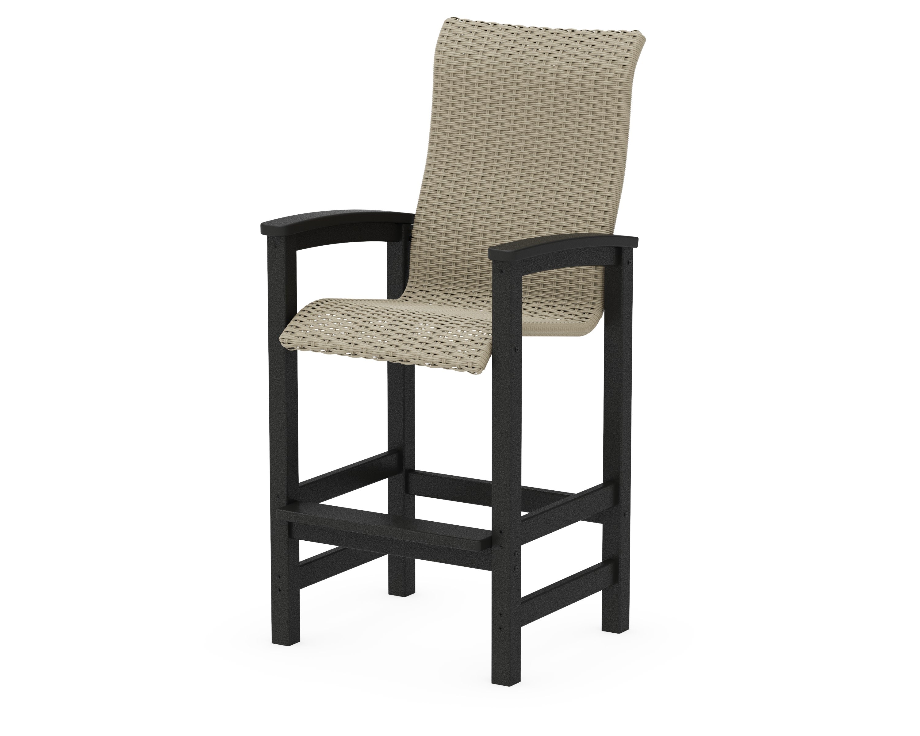Coastal Woven High-Back Bar Chair in Black / Dune Grass