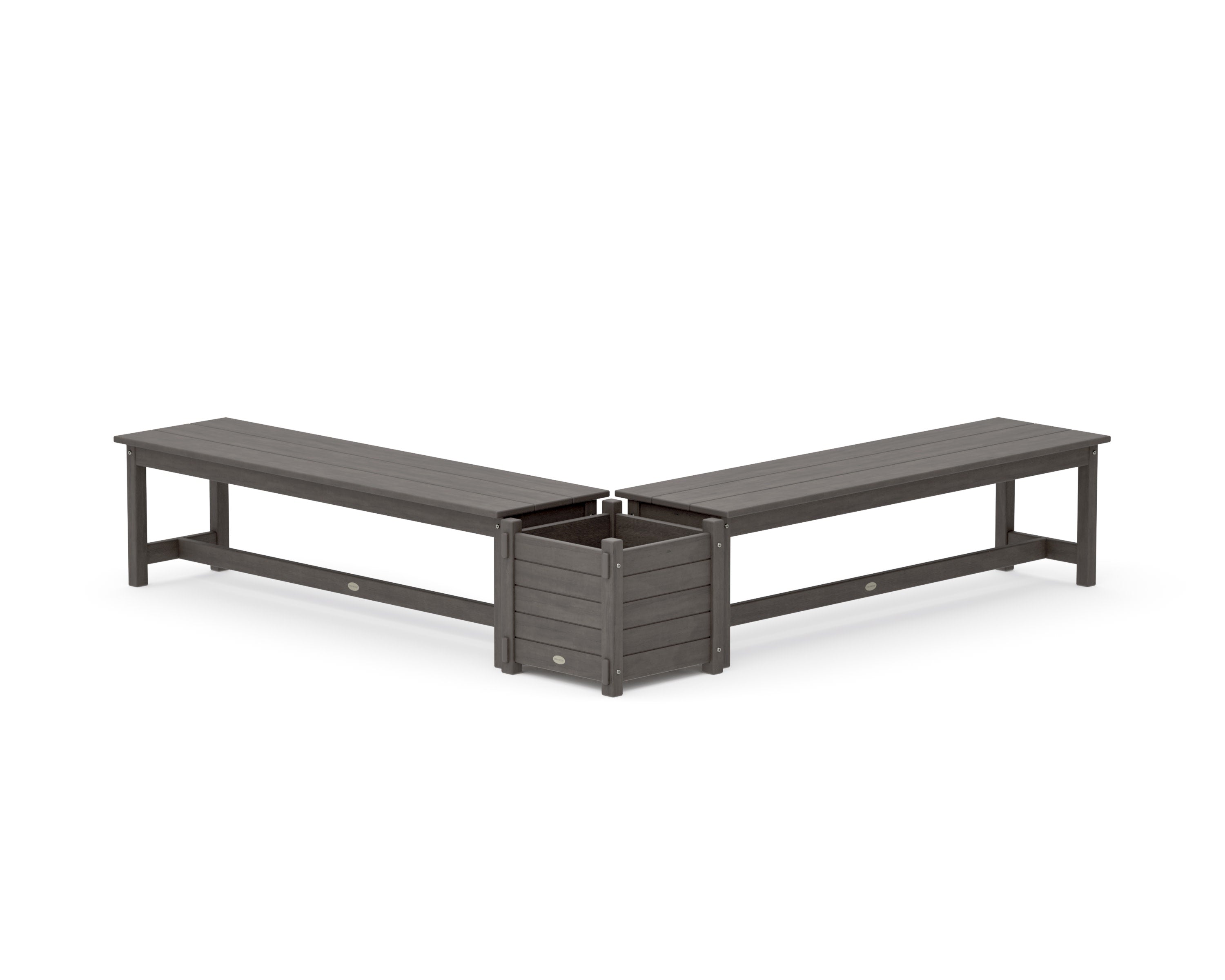 60" Nautical L- Shaped Planter Bench Set in Driftwood