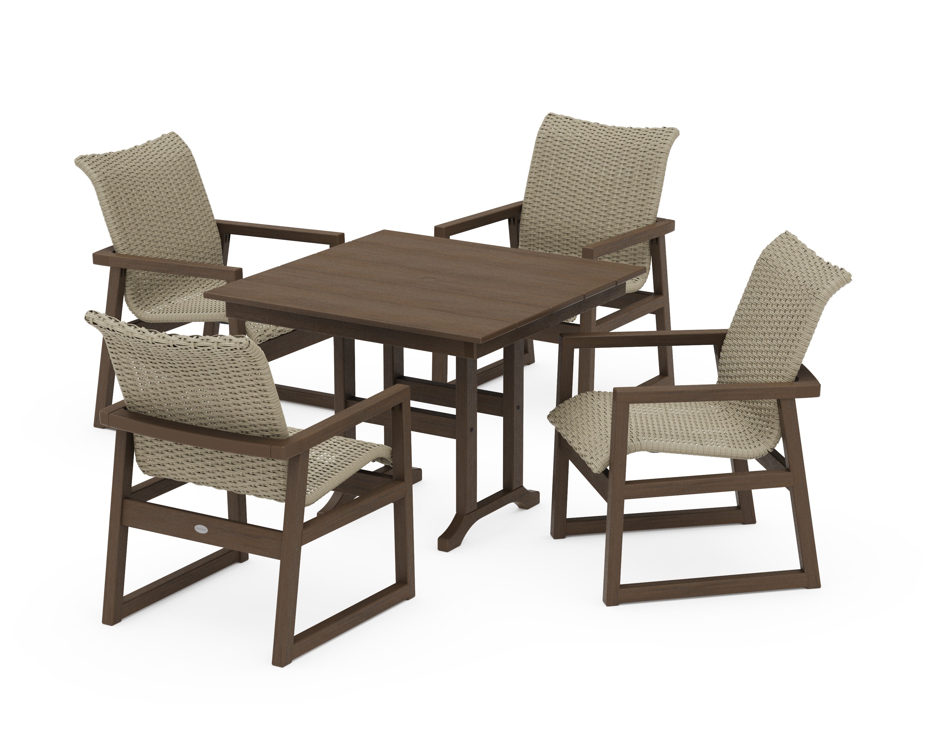 EDGE Woven 5-Piece Farmhouse Dining Set in Kona / Dune Grass