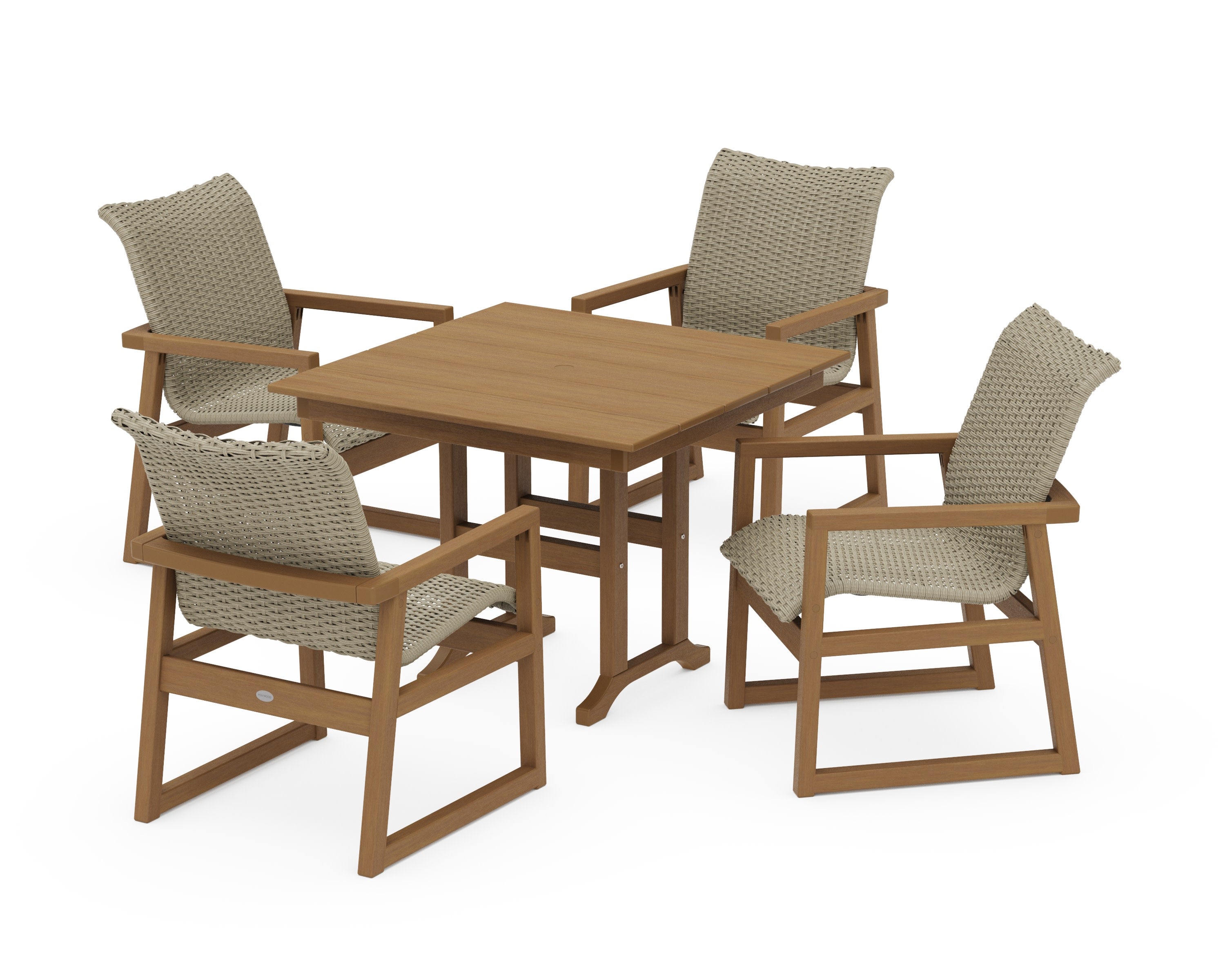 EDGE Woven 5-Piece Farmhouse Dining Set in Natural / Dune Grass
