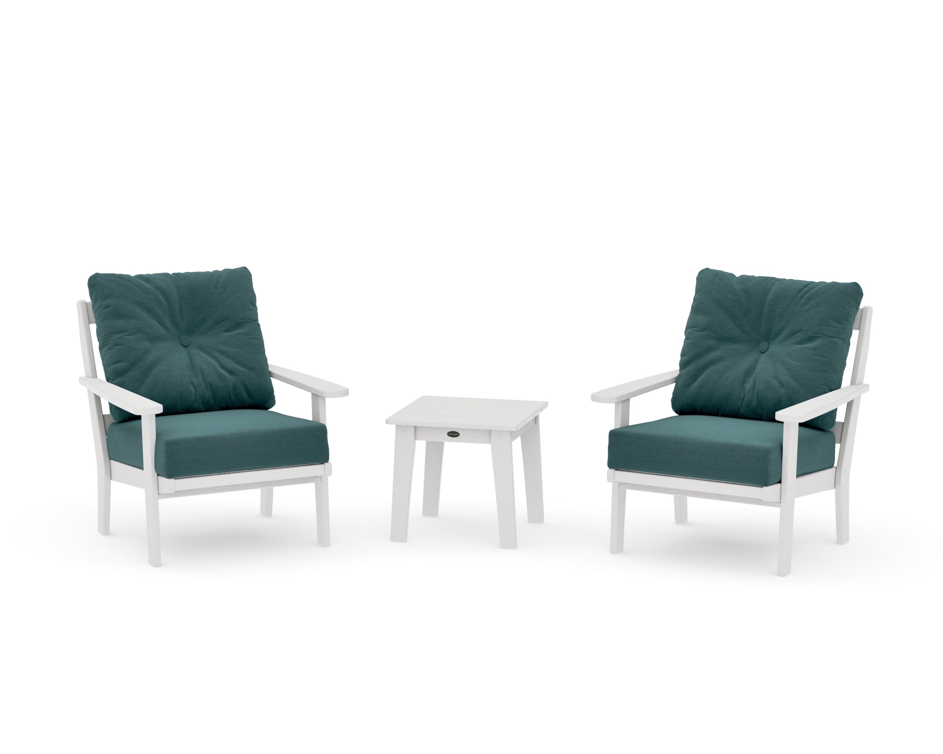 Mission 3-Piece Deep Seating Set in Vintage White / Ocean Teal