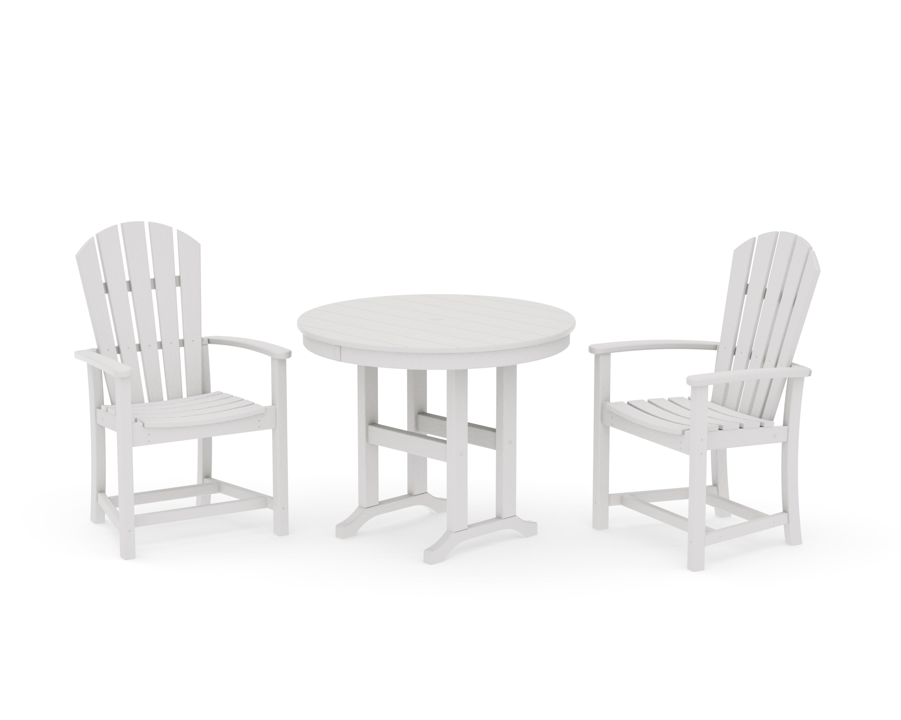 Palm Coast 3-Piece Round Farmhouse Dining Set in Vintage White