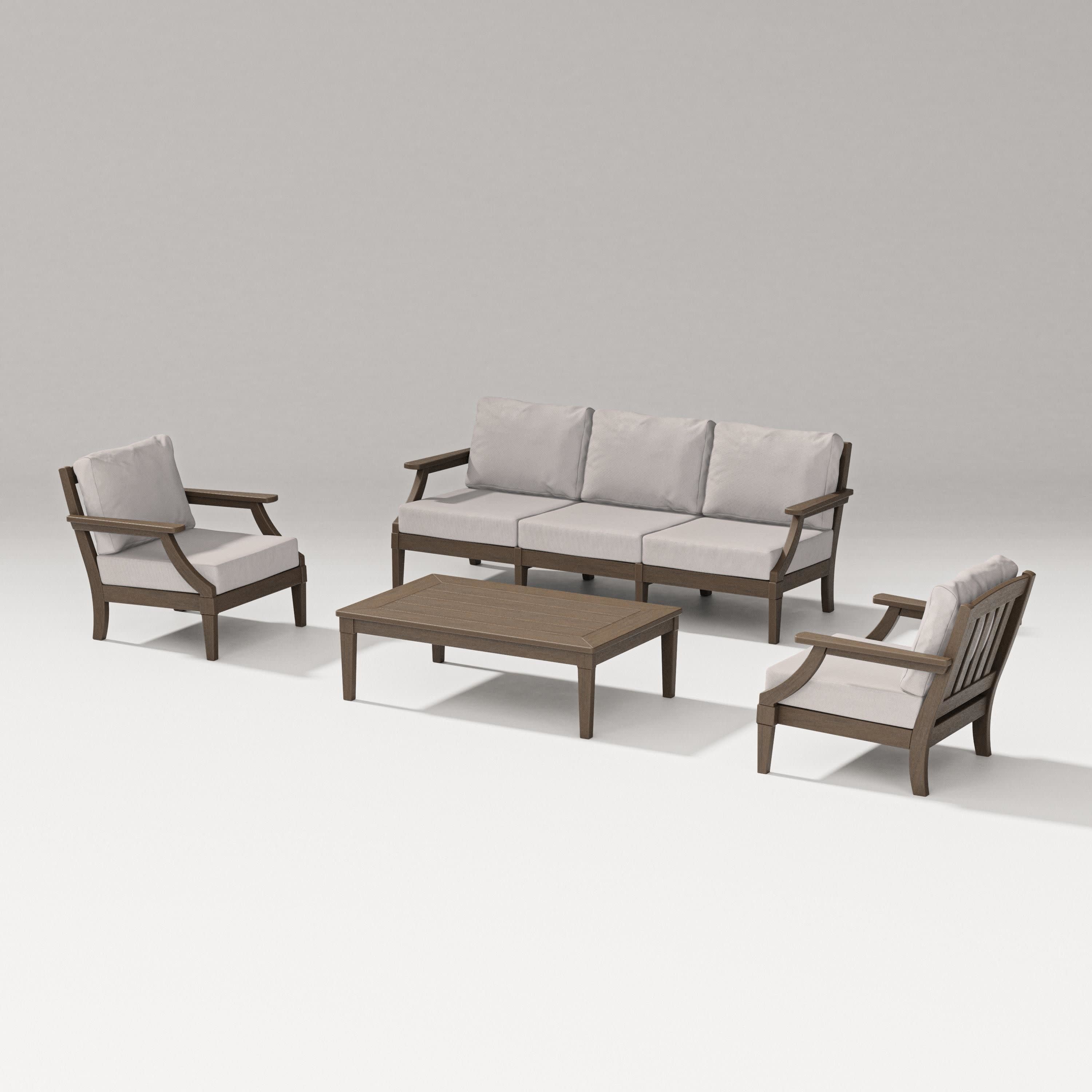 Estate 4-Piece Lounge Sofa Set in Kona / Dune Burlap