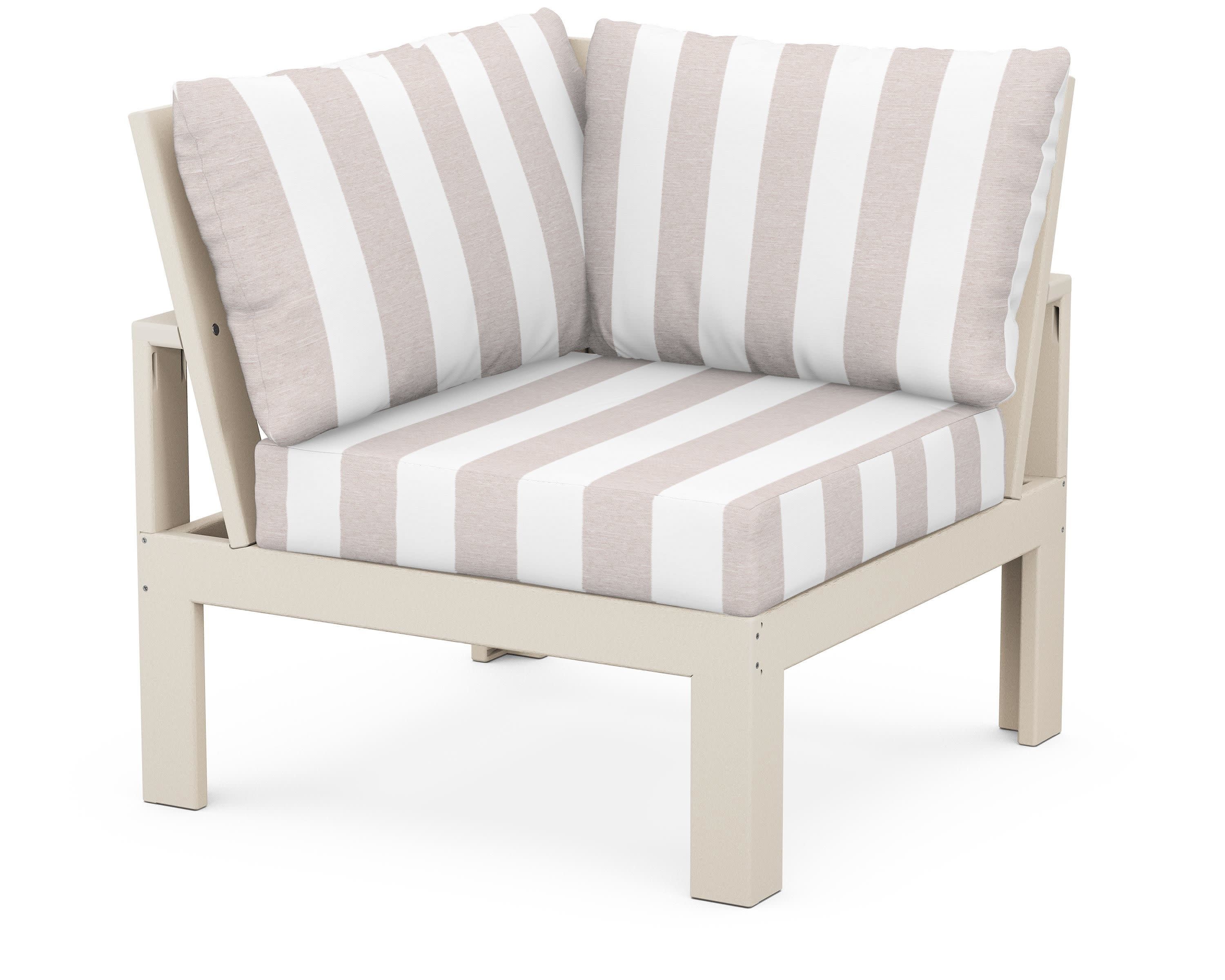 Modular Corner Chair in Sand / Cabana Stripe Dune Burlap