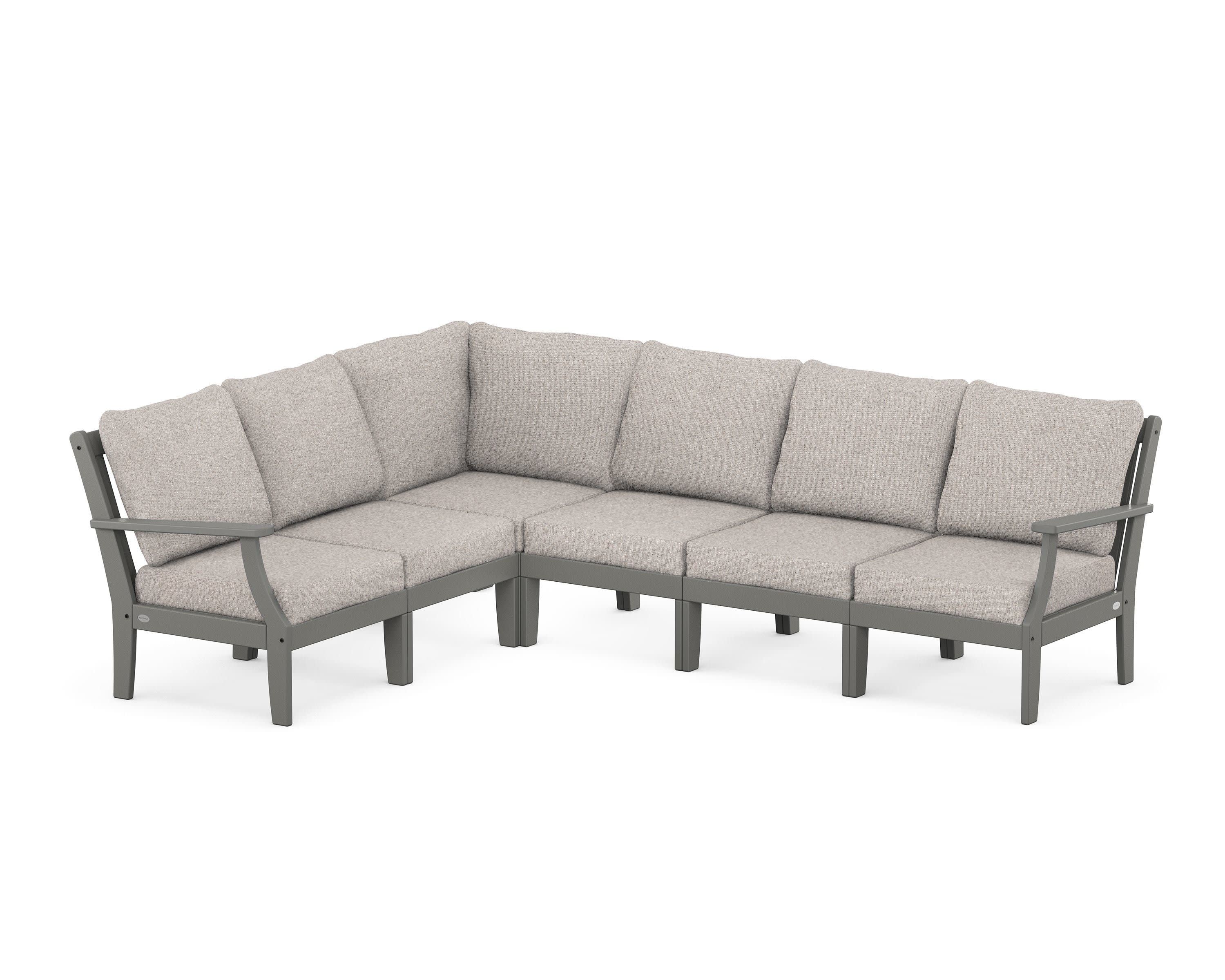 Braxton Modular 6-Piece Deep Seating Set in Slate Grey / Weathered Tweed