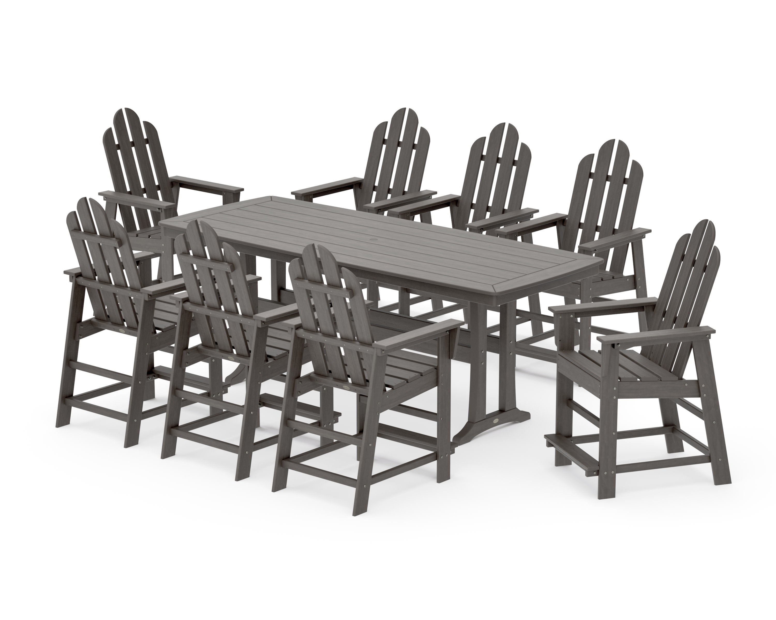 Long Island 9-Piece Counter Set with Trestle Legs in Driftwood