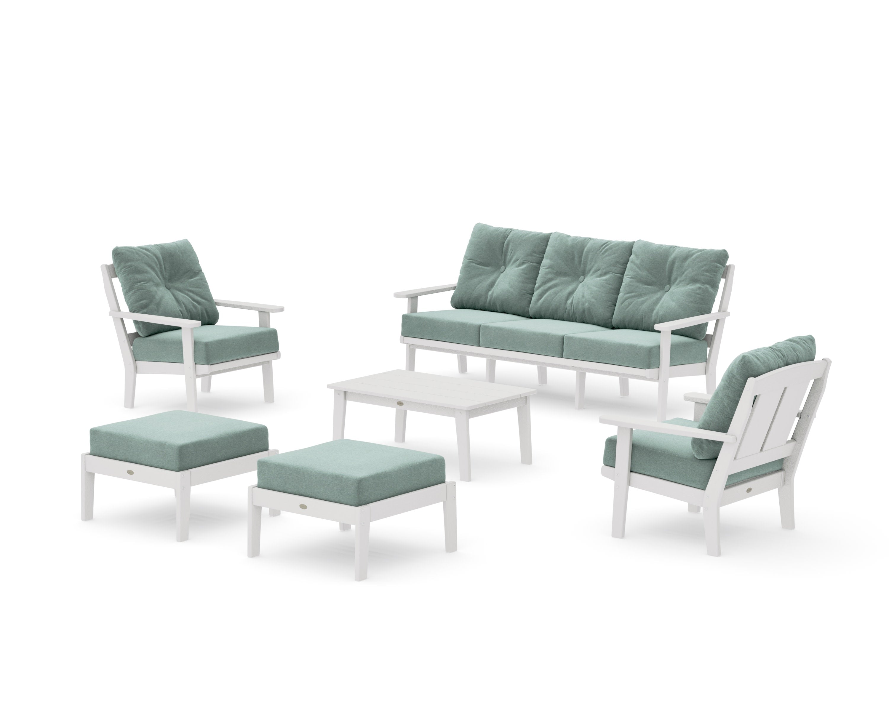 Mission 6-Piece Lounge Sofa Set in Vintage White / Glacier Spa