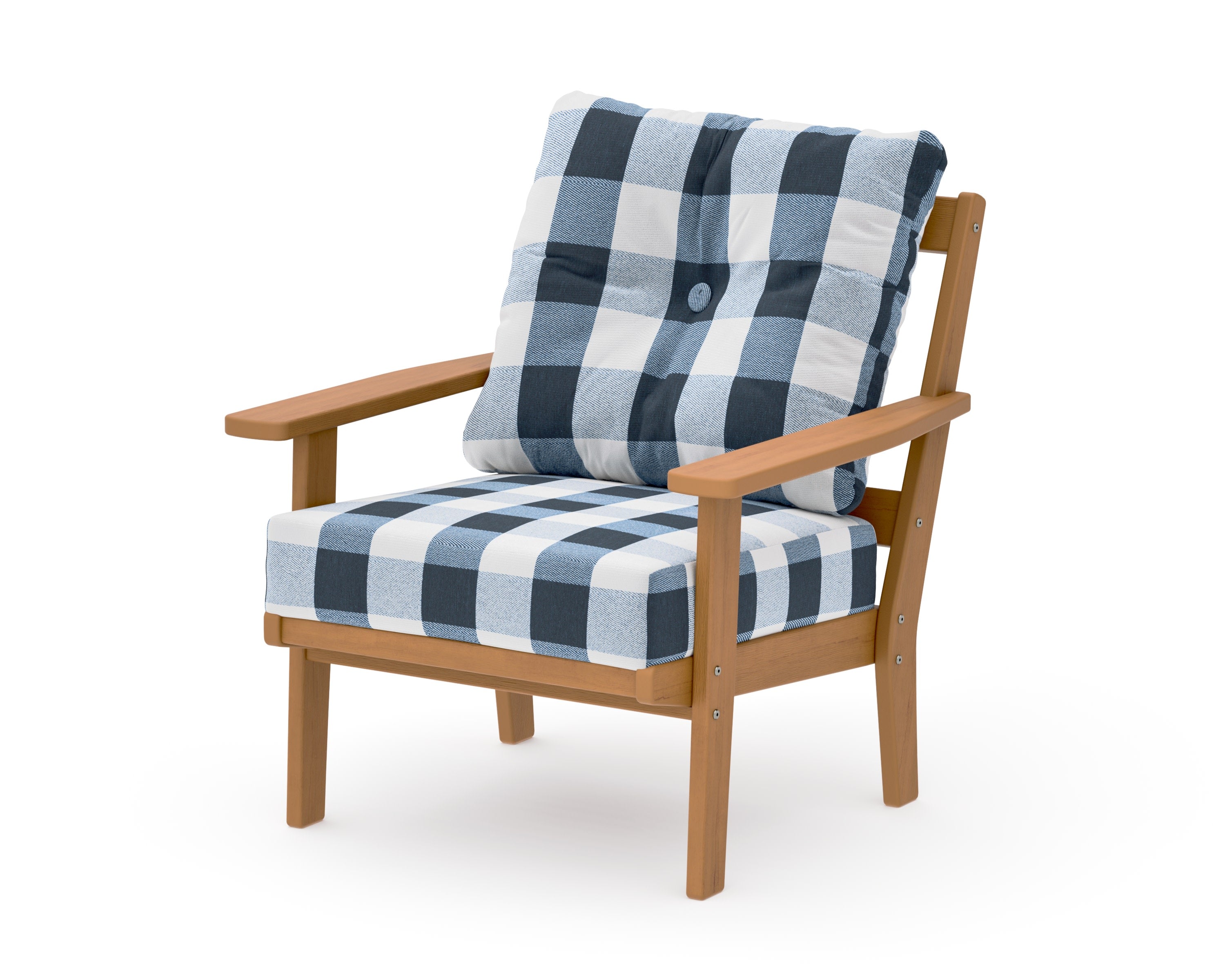 Oxford Deep Seating Chair in Natural / Buffalo Plaid Marine Indigo