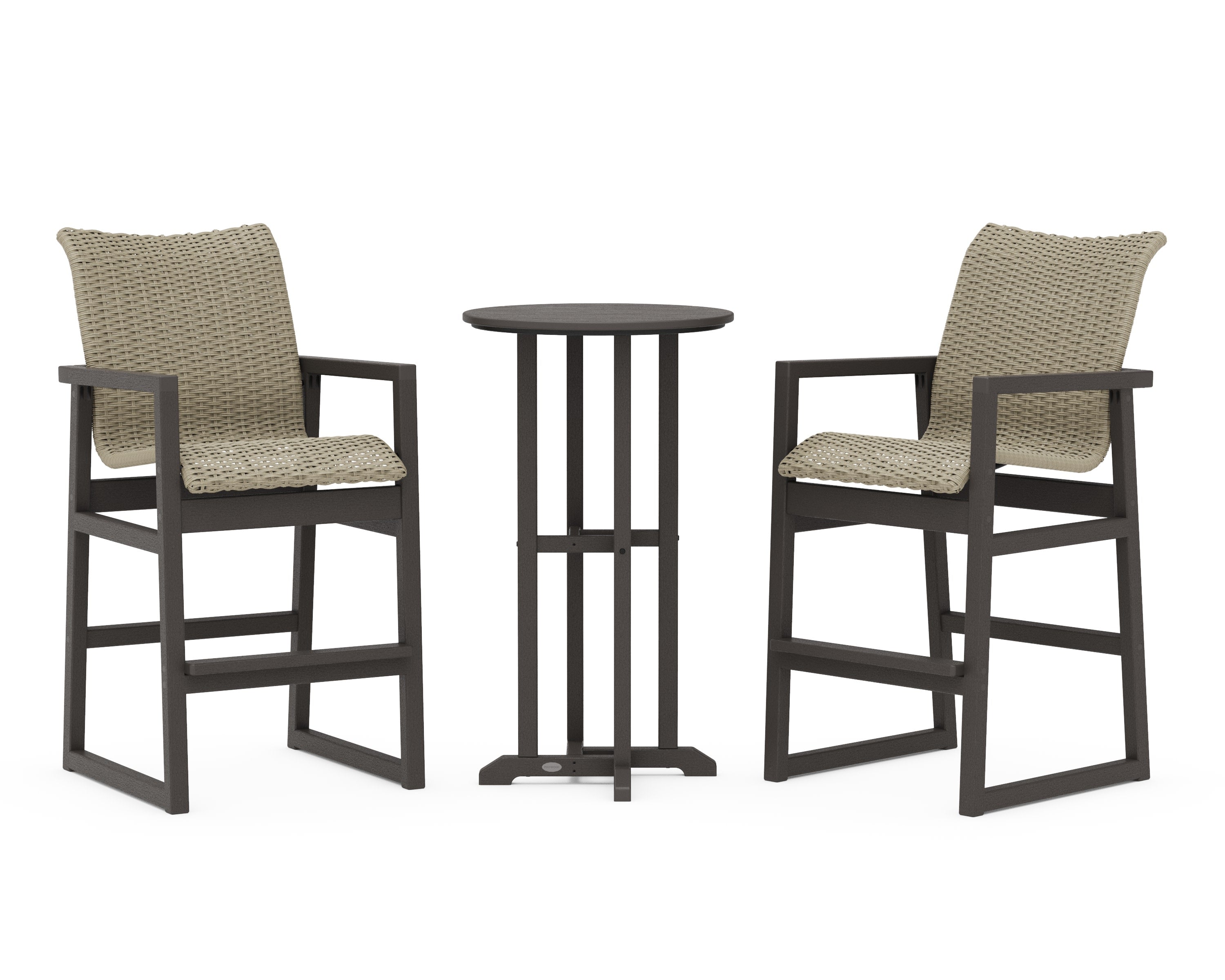 EDGE Woven 3-Piece Farmhouse Bar Set in Vintage Coffee / Dune Grass