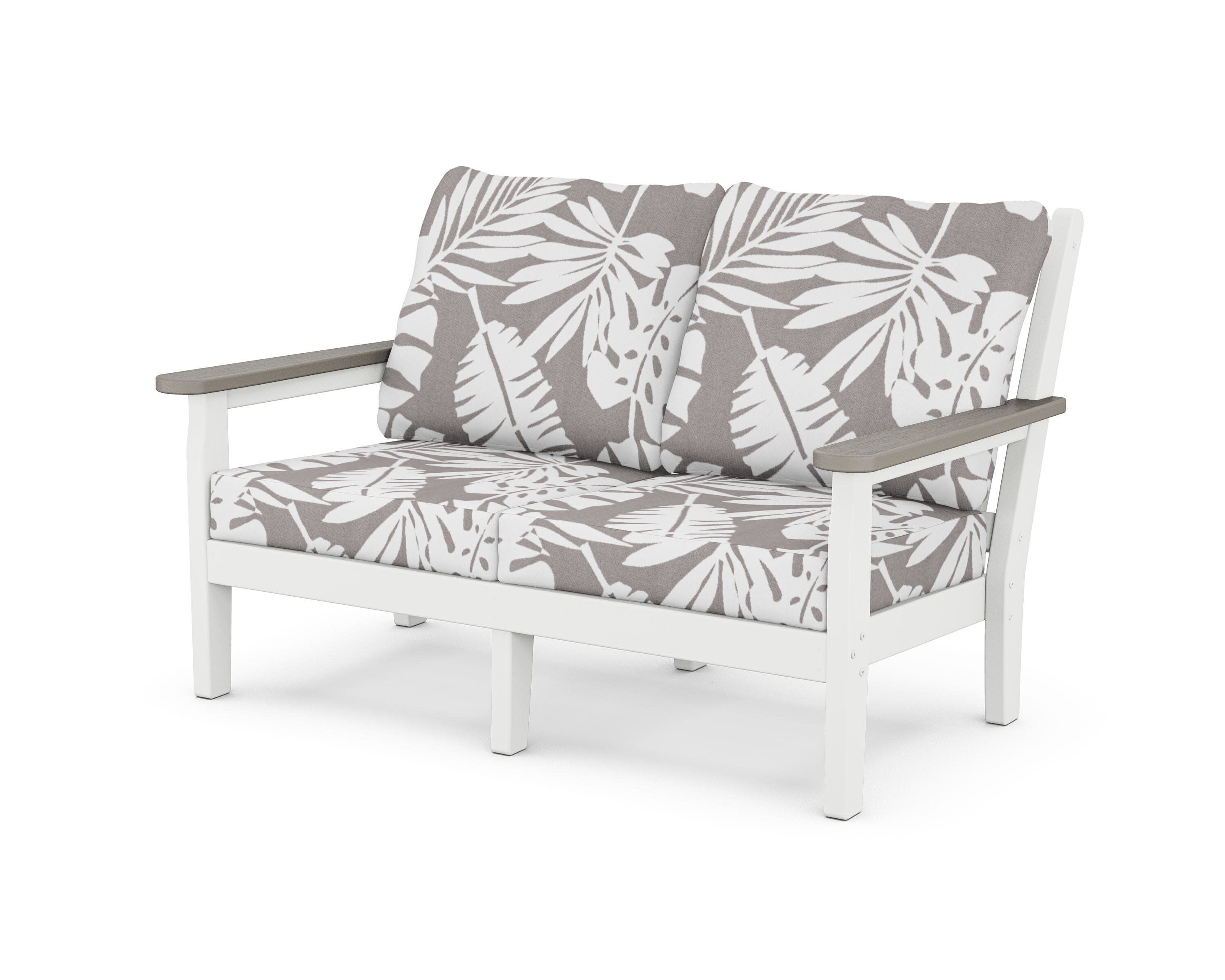 Chippendale Deep Seating Loveseat in White / Driftwood / Leaf Grey Mist