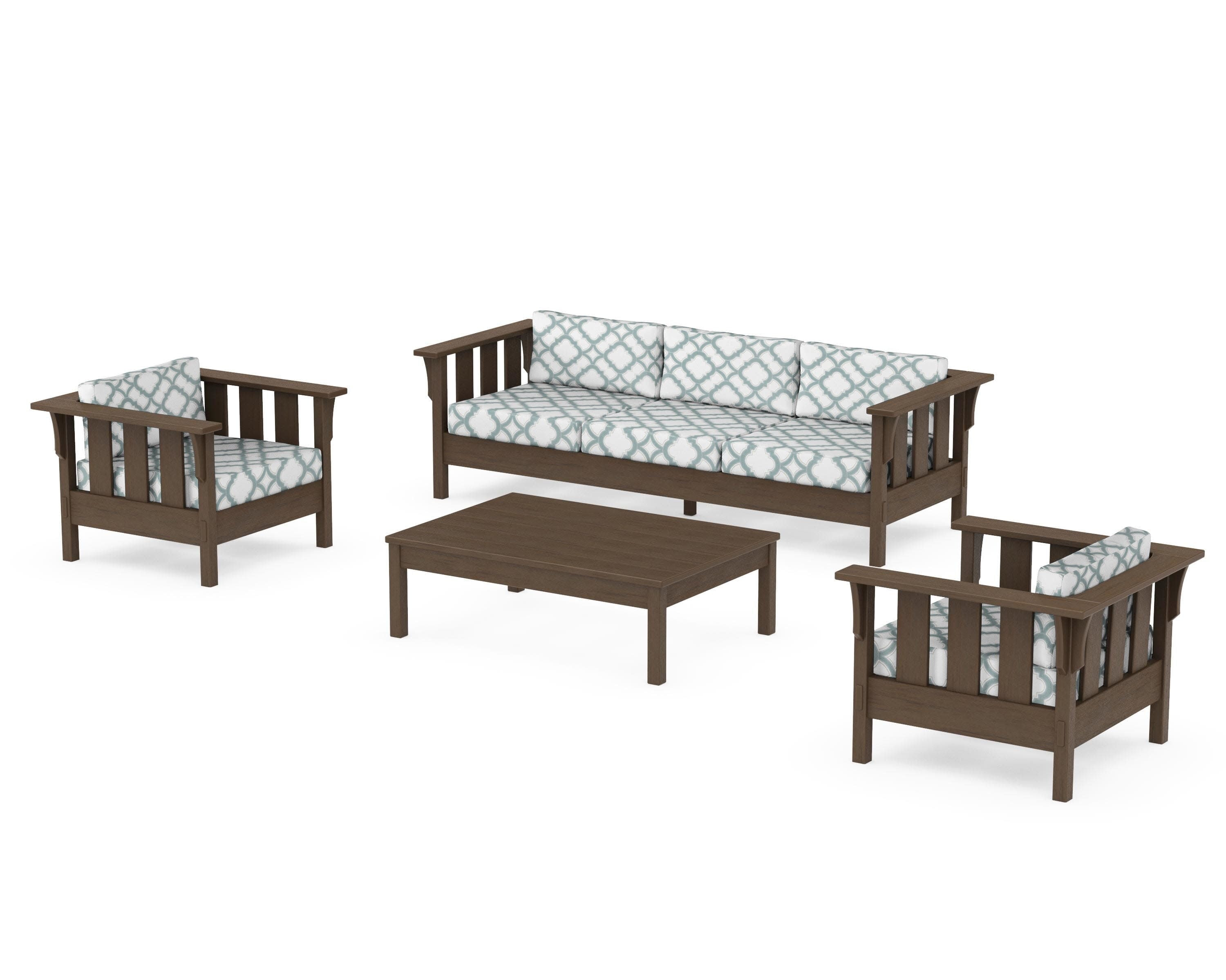 Acadia 4-Piece Deep Seating Set with Sofa in Kona / Trellis Glacier Spa