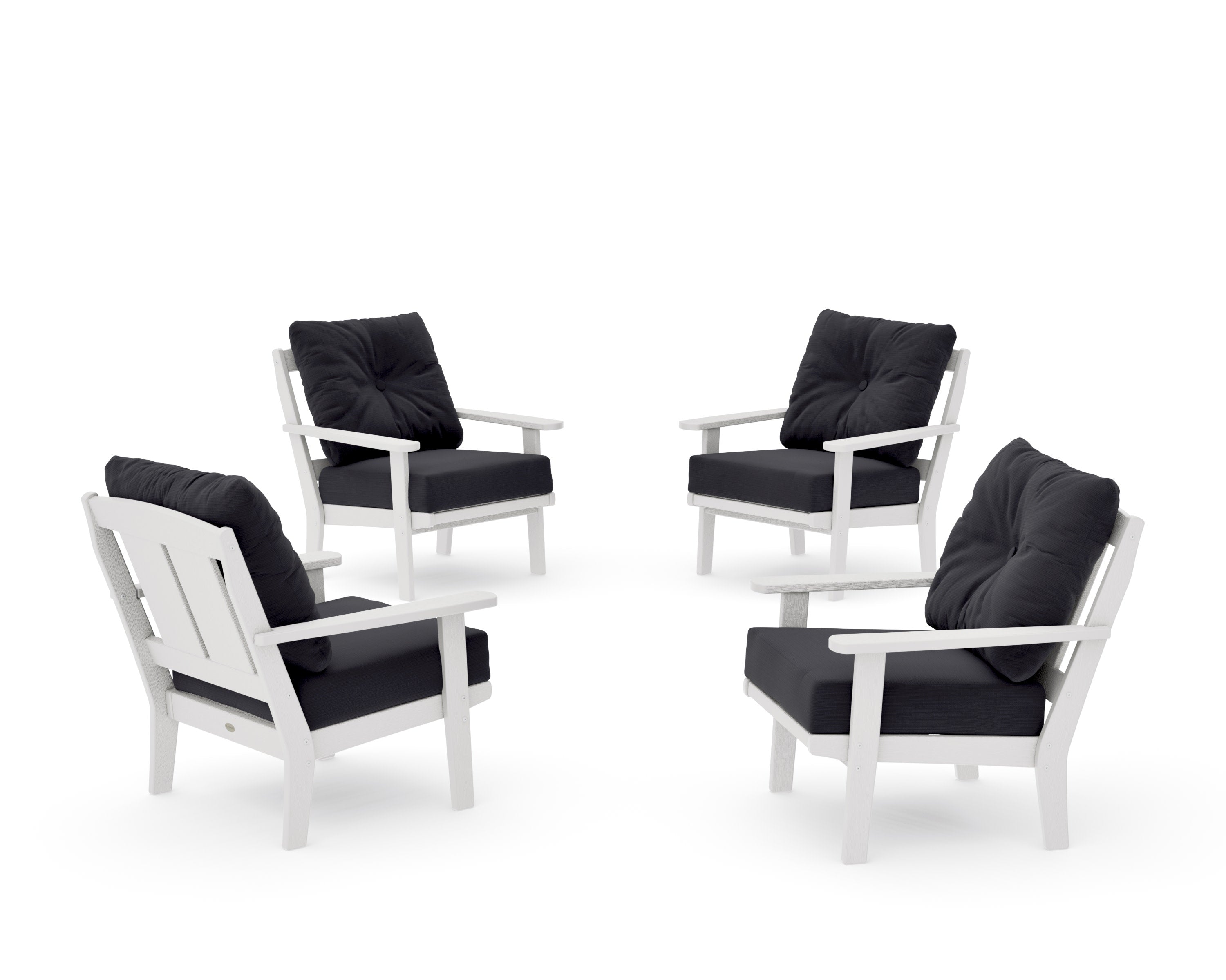 Mission 5-Piece Deep Seating Set with Fire Pit Table in Vintage White / Midnight Linen