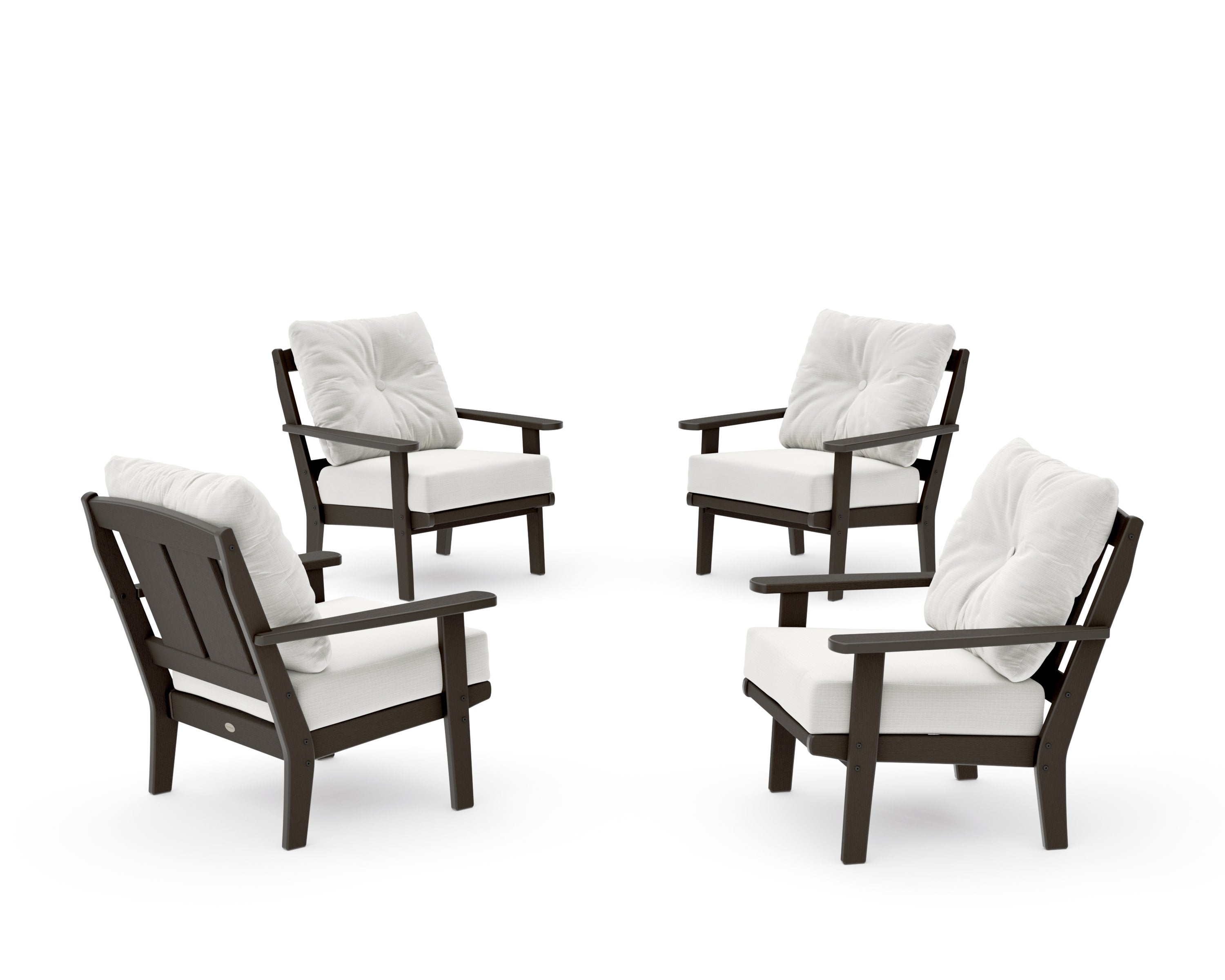 Mission 5-Piece Deep Seating Set with Fire Pit Table in Vintage Coffee / Natural Linen