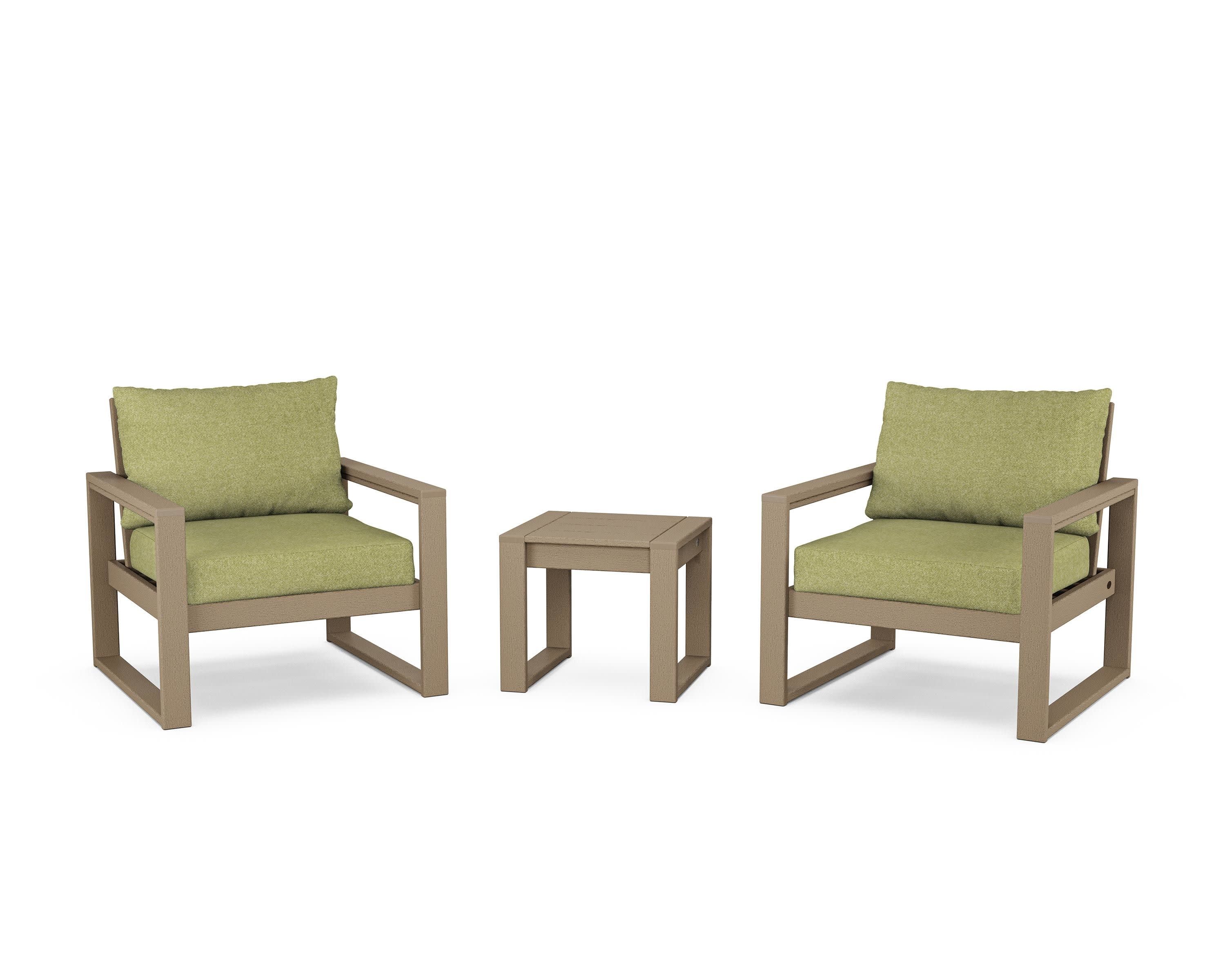 EDGE Sectional 3-Piece Deep Seating Set in Vintage Sahara / Chartreuse Boucle