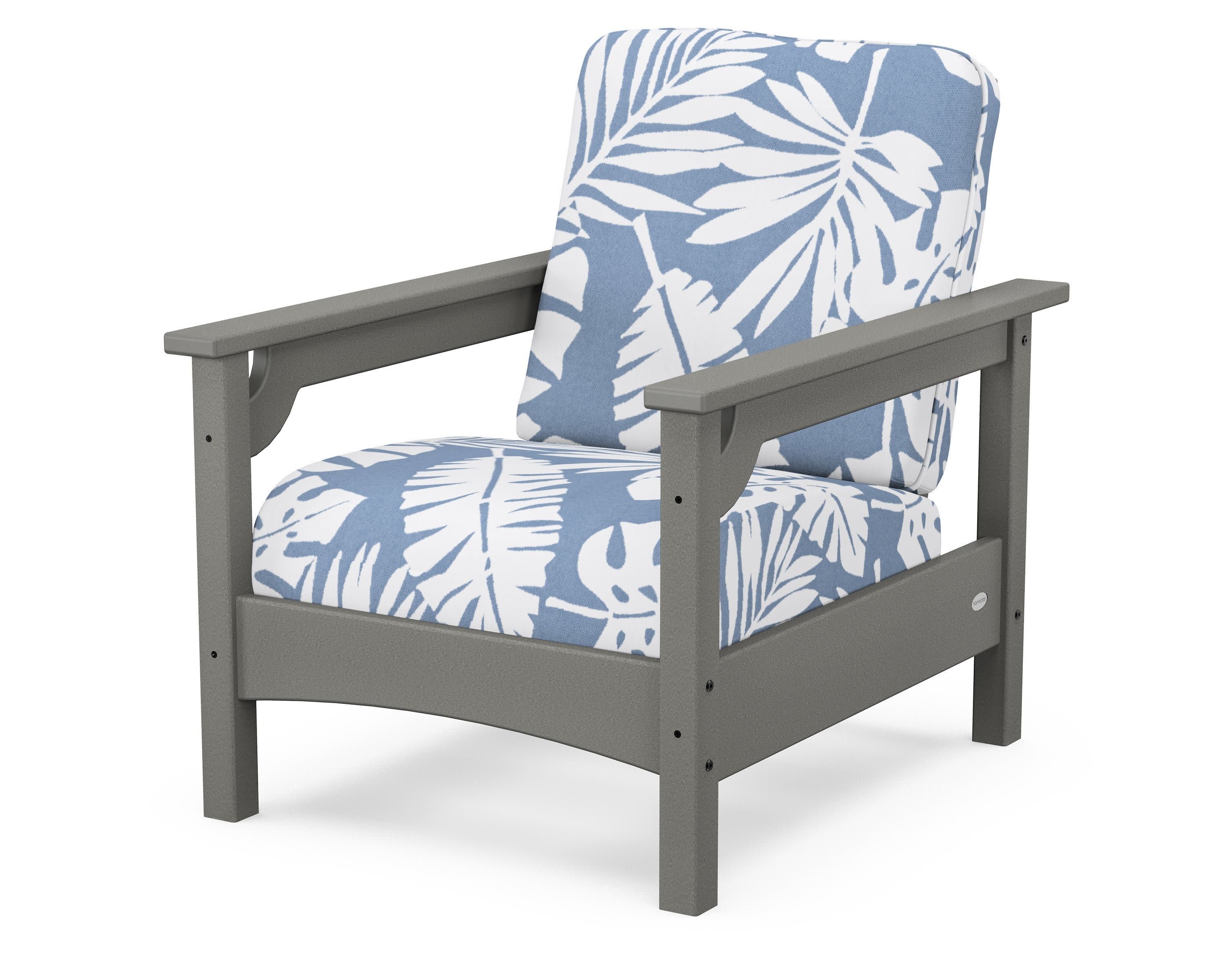 Club Chair in Slate Grey / Leaf Sky Blue