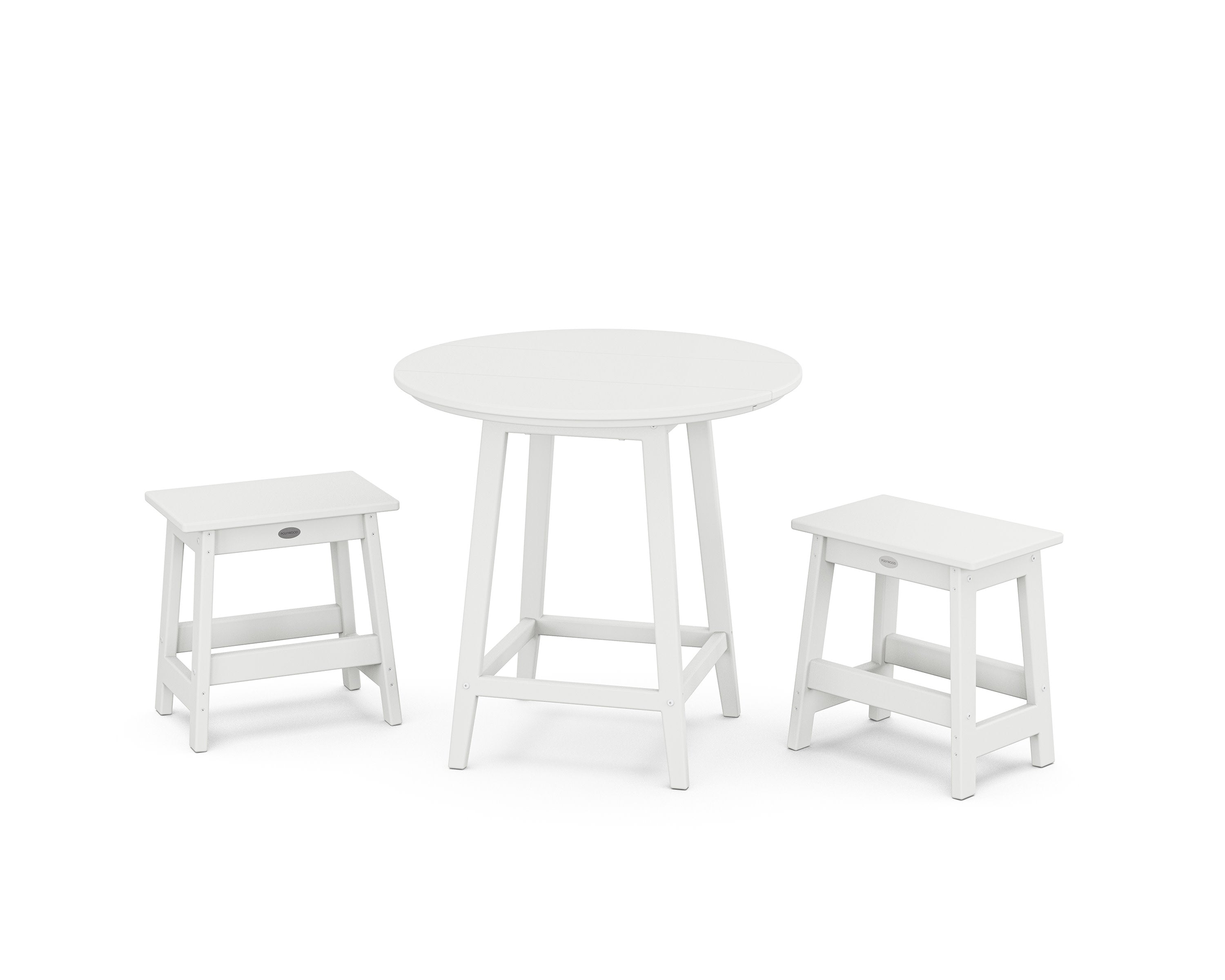 Modern Studio Stool 3-Piece Round Bistro Set in White