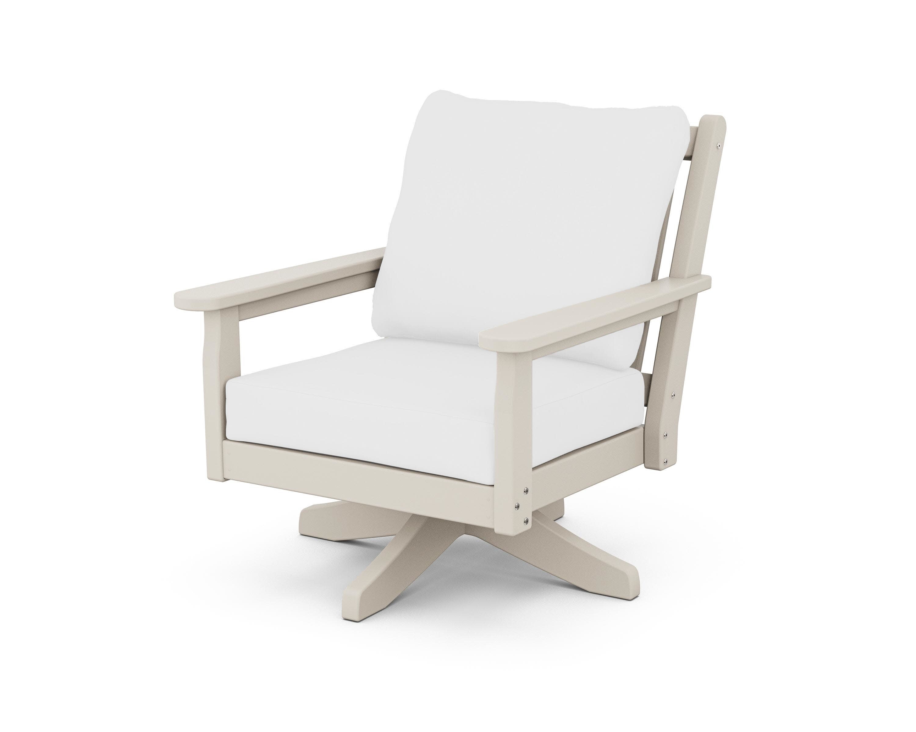 Chippendale Deep Seating Swivel Chair in Sand / Natural