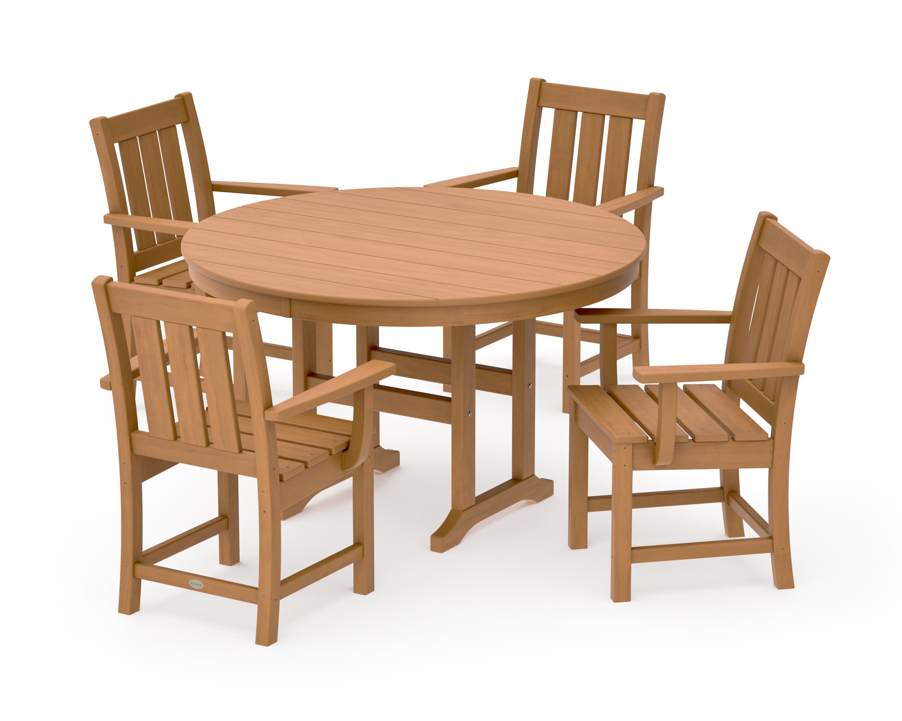 Oxford 5-Piece Round Farmhouse Dining Set in Natural