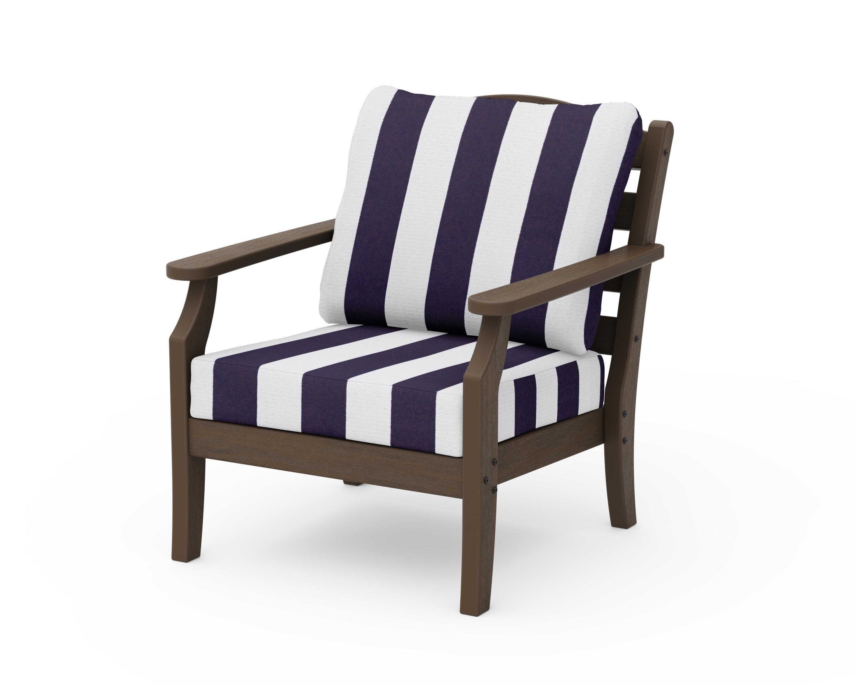 Savannah Deep Seating Chair in Kona / Cabana Stripe Navy