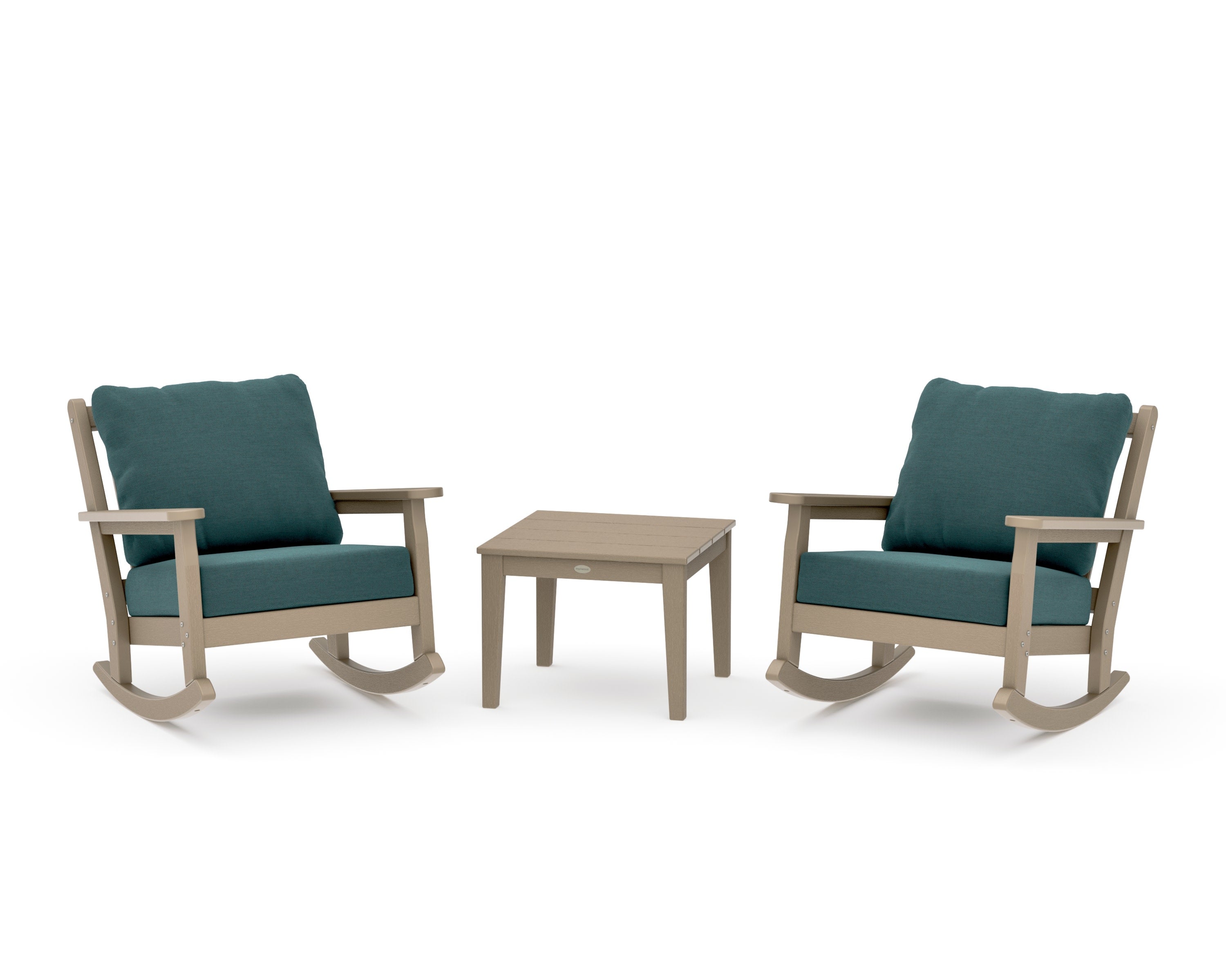 Chippendale 3-Piece Deep Seating Rocker Set in Vintage Sahara / Ocean Teal