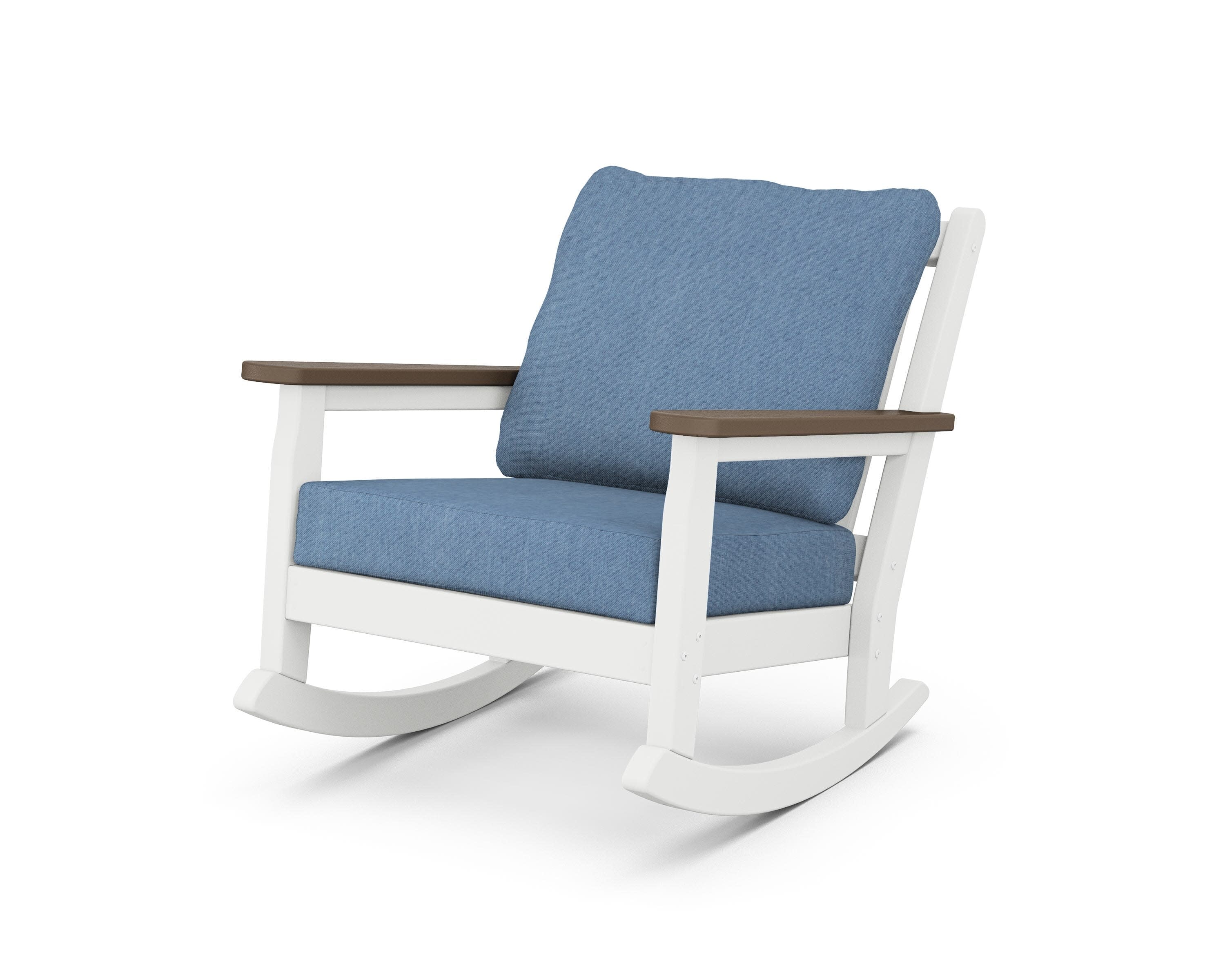 Chippendale Deep Seating Rocking Chair in White / Kona / Sky Blue