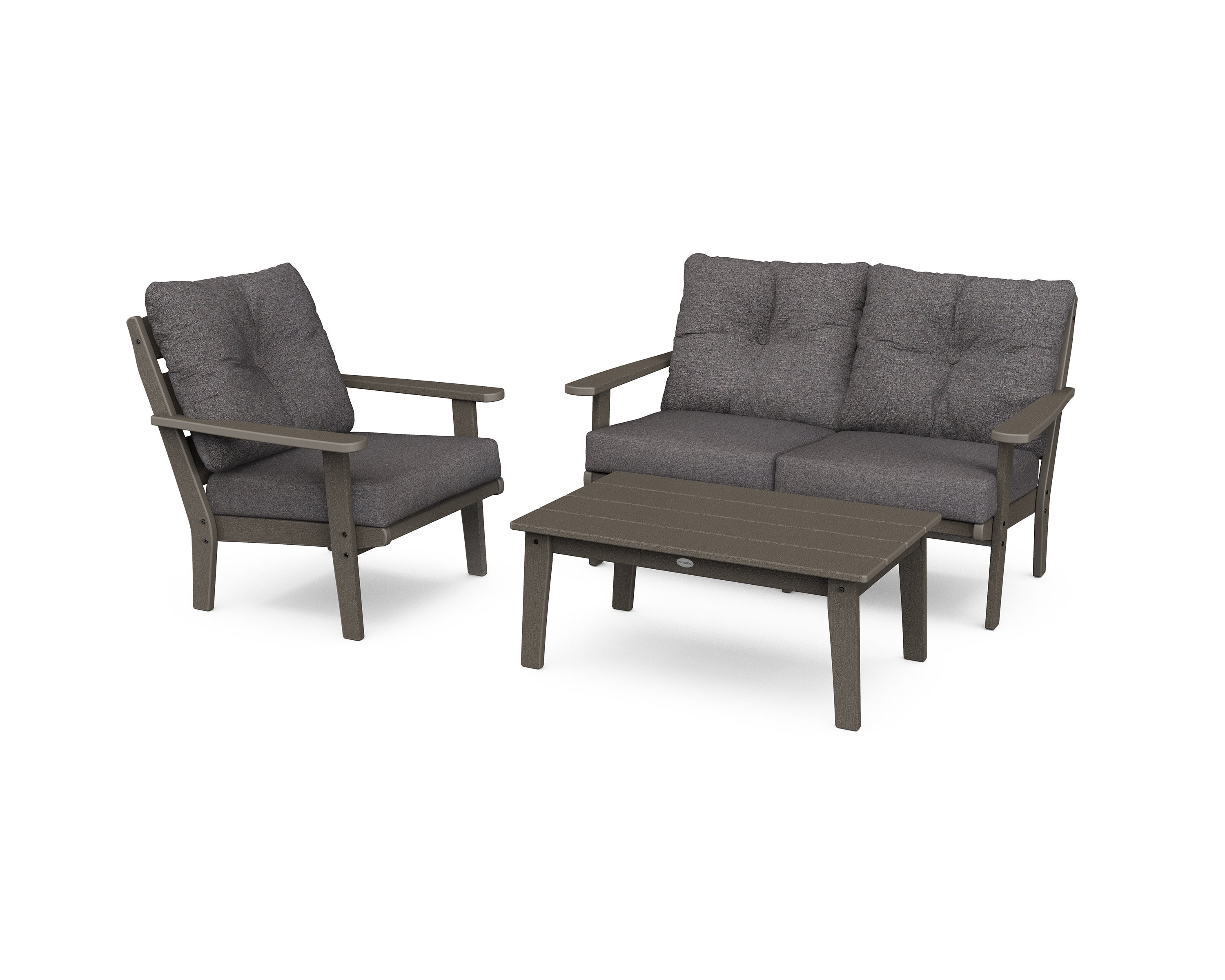 Lakeside 3-Piece Deep Seating Set in Vintage Coffee / Ash Charcoal