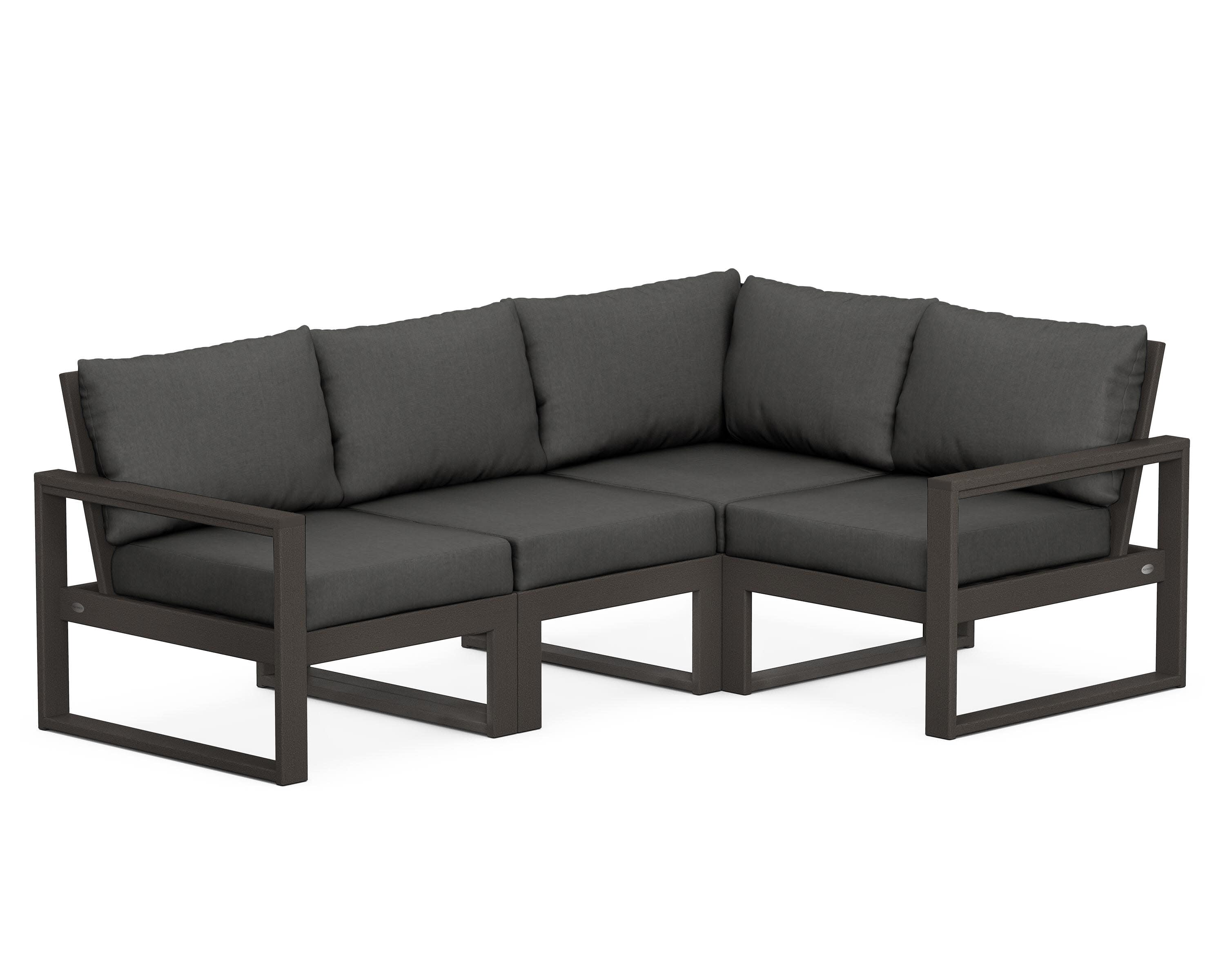 EDGE 4-Piece Modular Deep Seating Set in Vintage Coffee / Spectrum Carbon