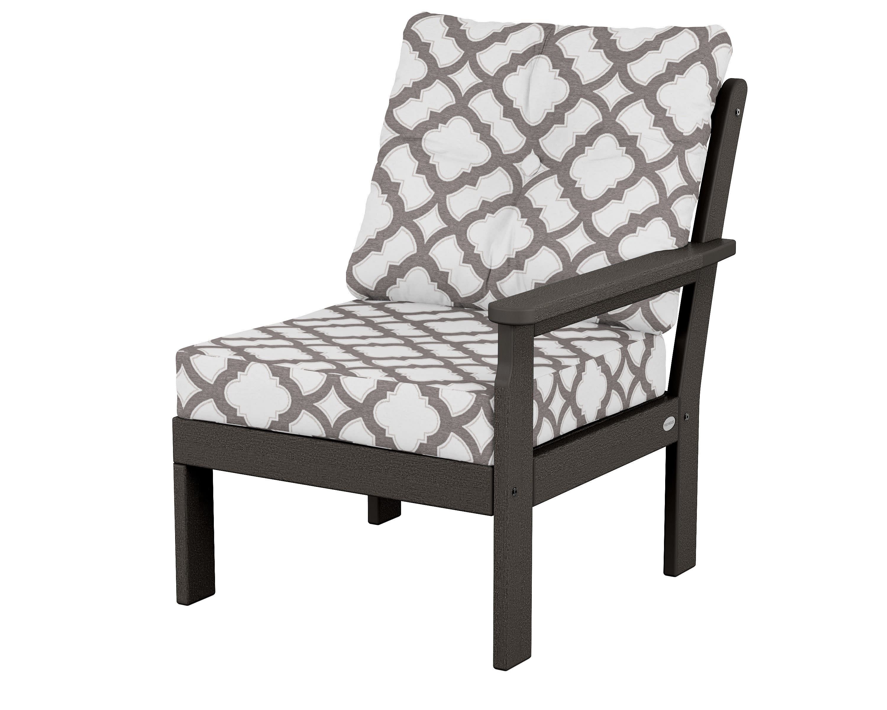 Vineyard Modular Right Arm Chair in Vintage Coffee / Trellis Grey Mist