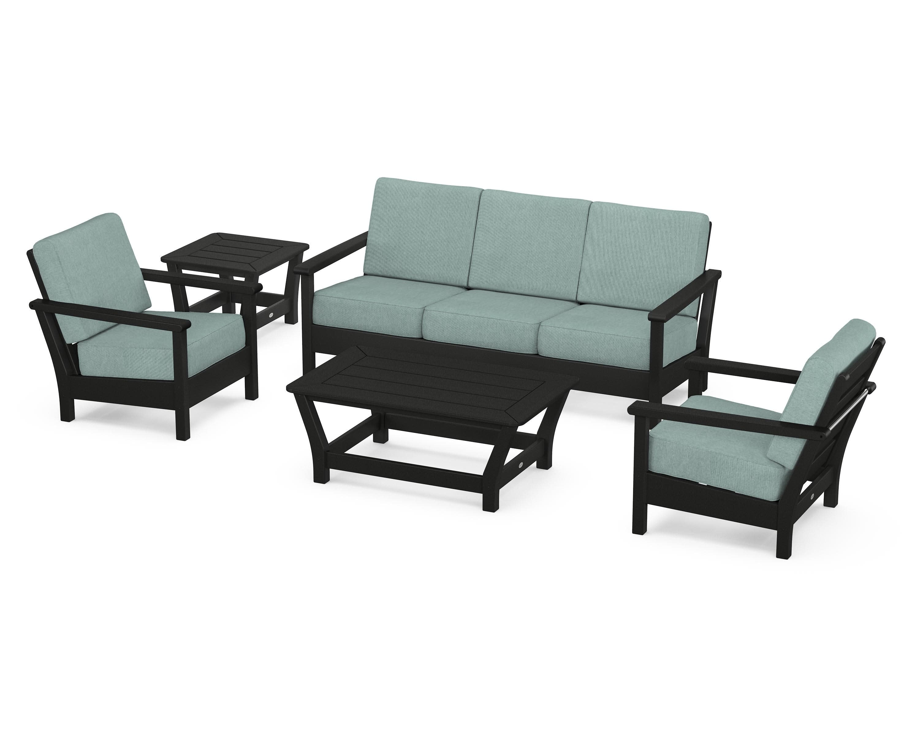 Harbour 5-Piece Deep Seating Set in Black / Glacier Spa