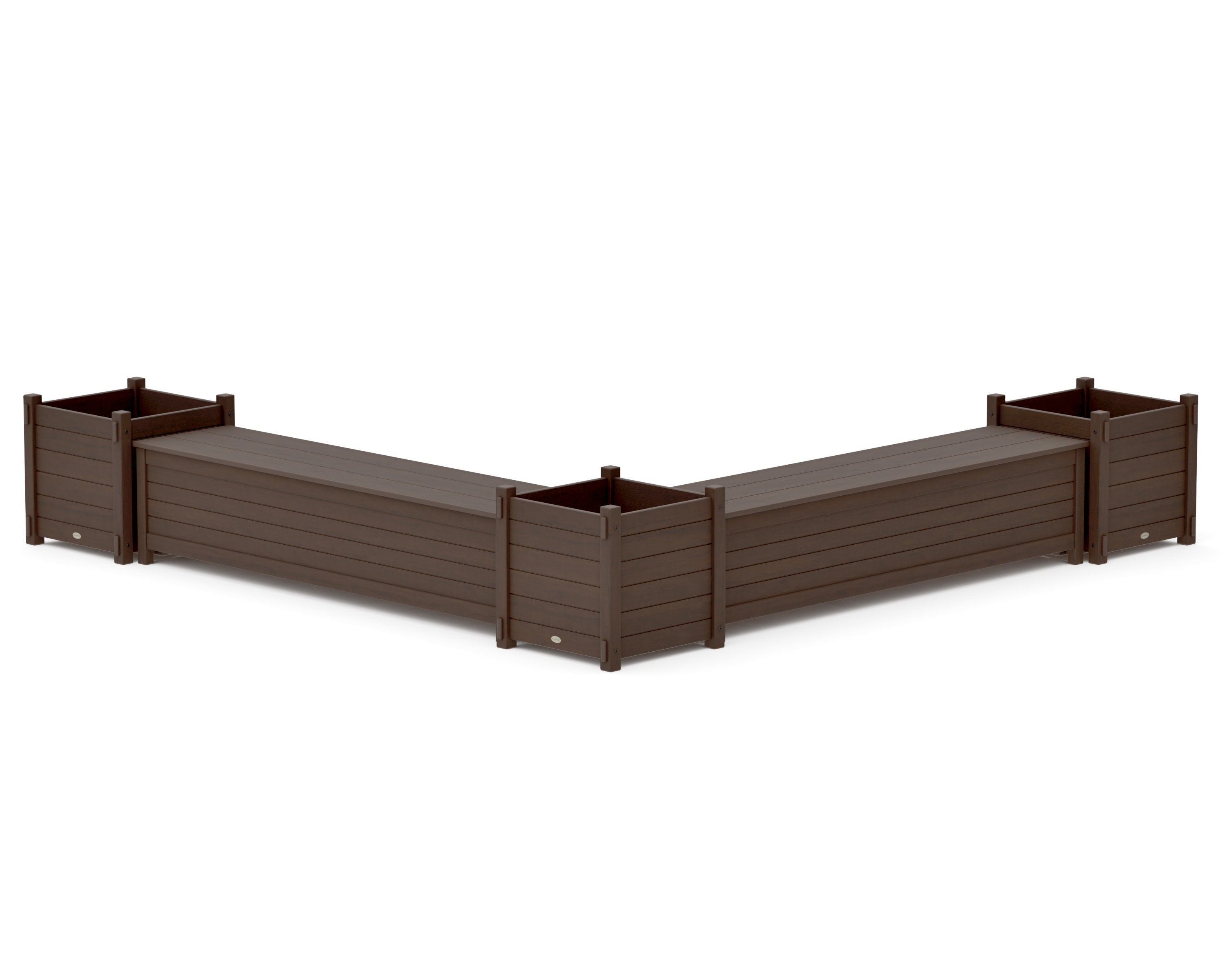 72" Nautical L- Shaped Planter Storage Bench Corner Set- Large in Kona