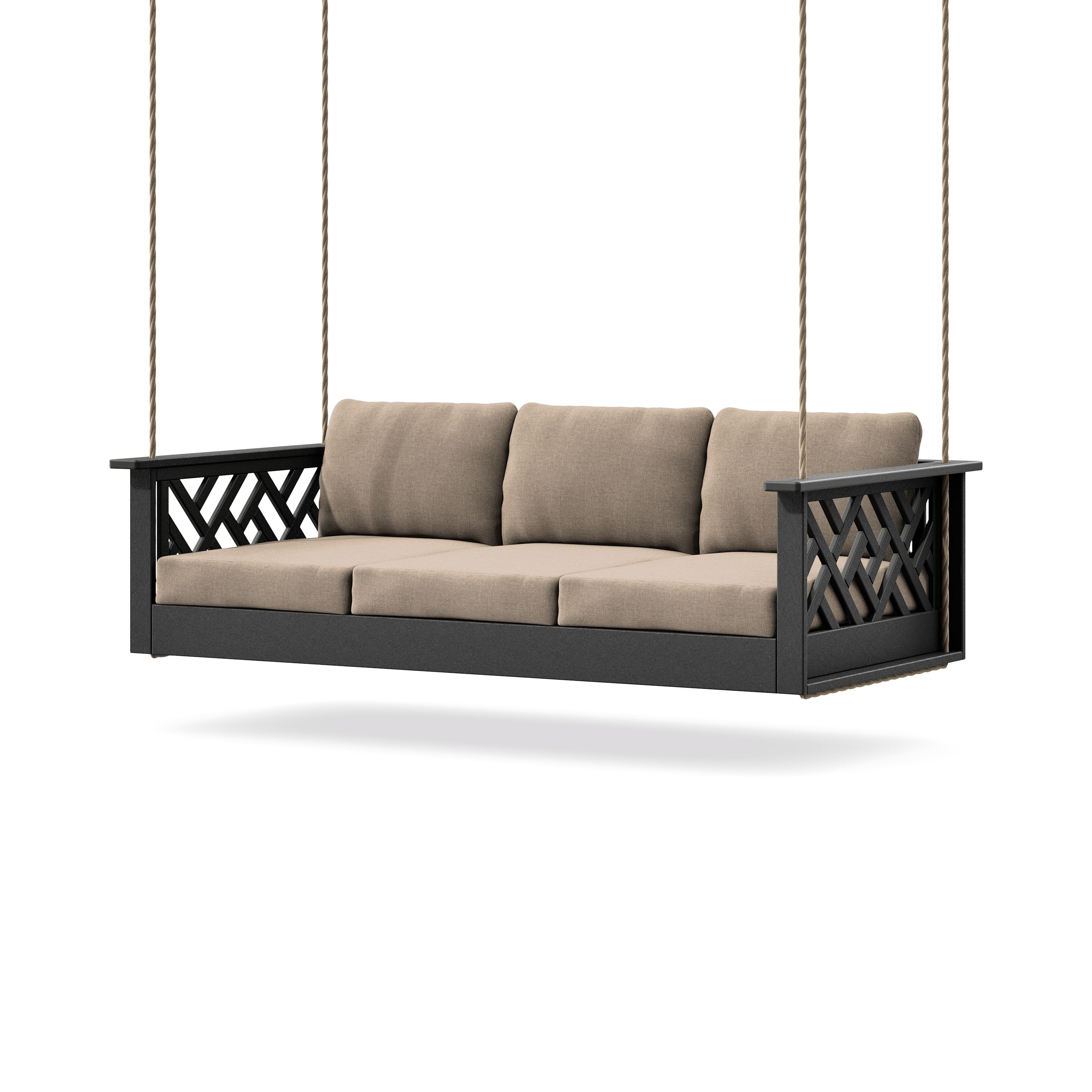 Chippendale Daybed Swing in Black / Spiced Burlap