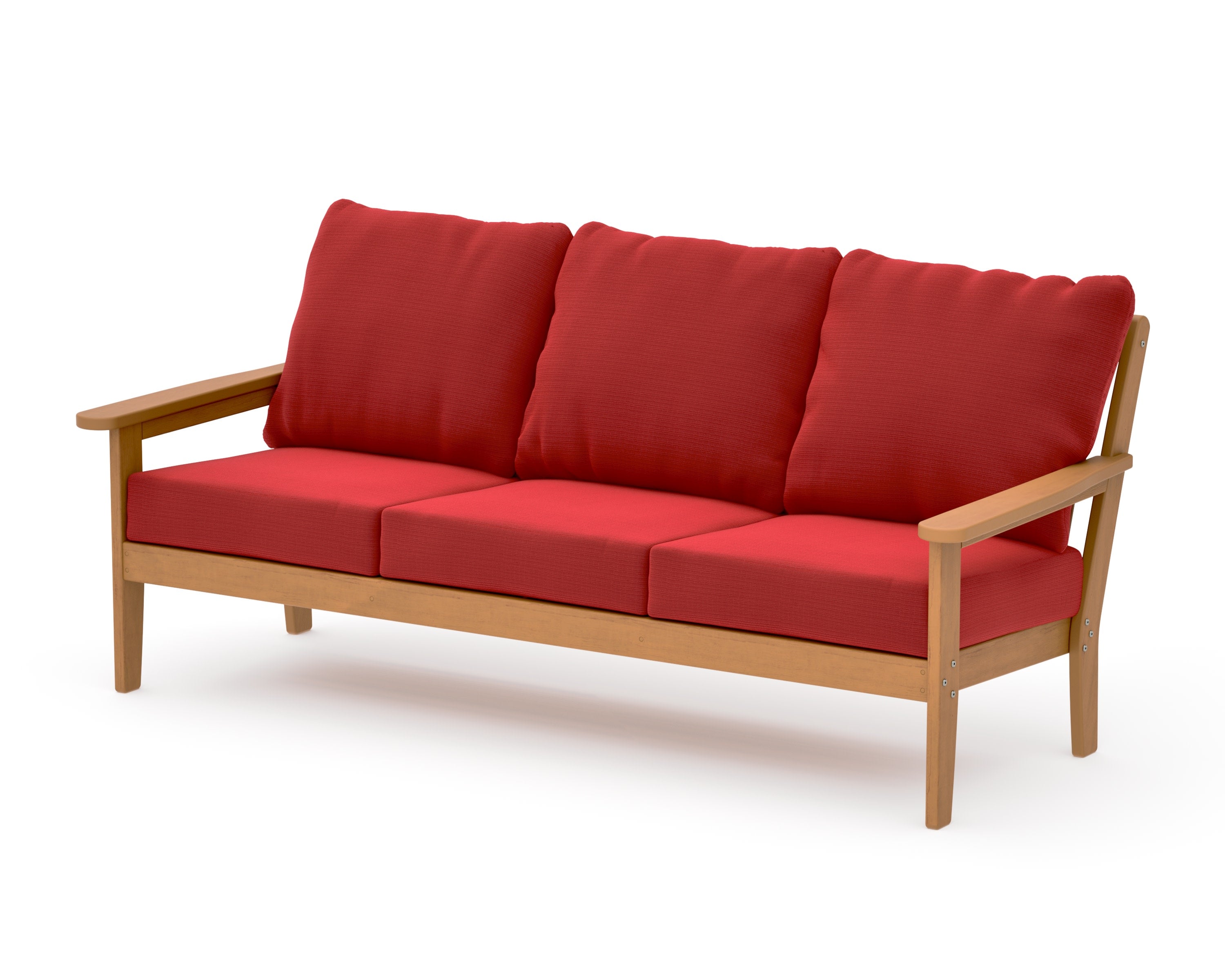 Cottage Deep Seating Sofa in Natural / Crimson Linen
