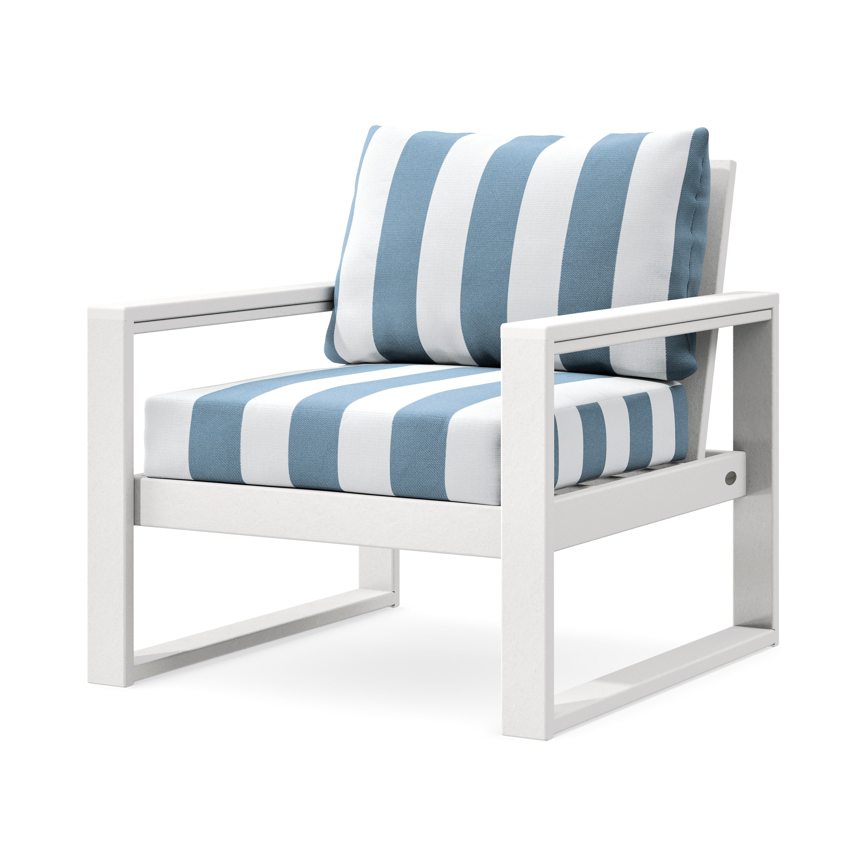 EDGE Club Chair in White / Cabana Stripe Sky Blue