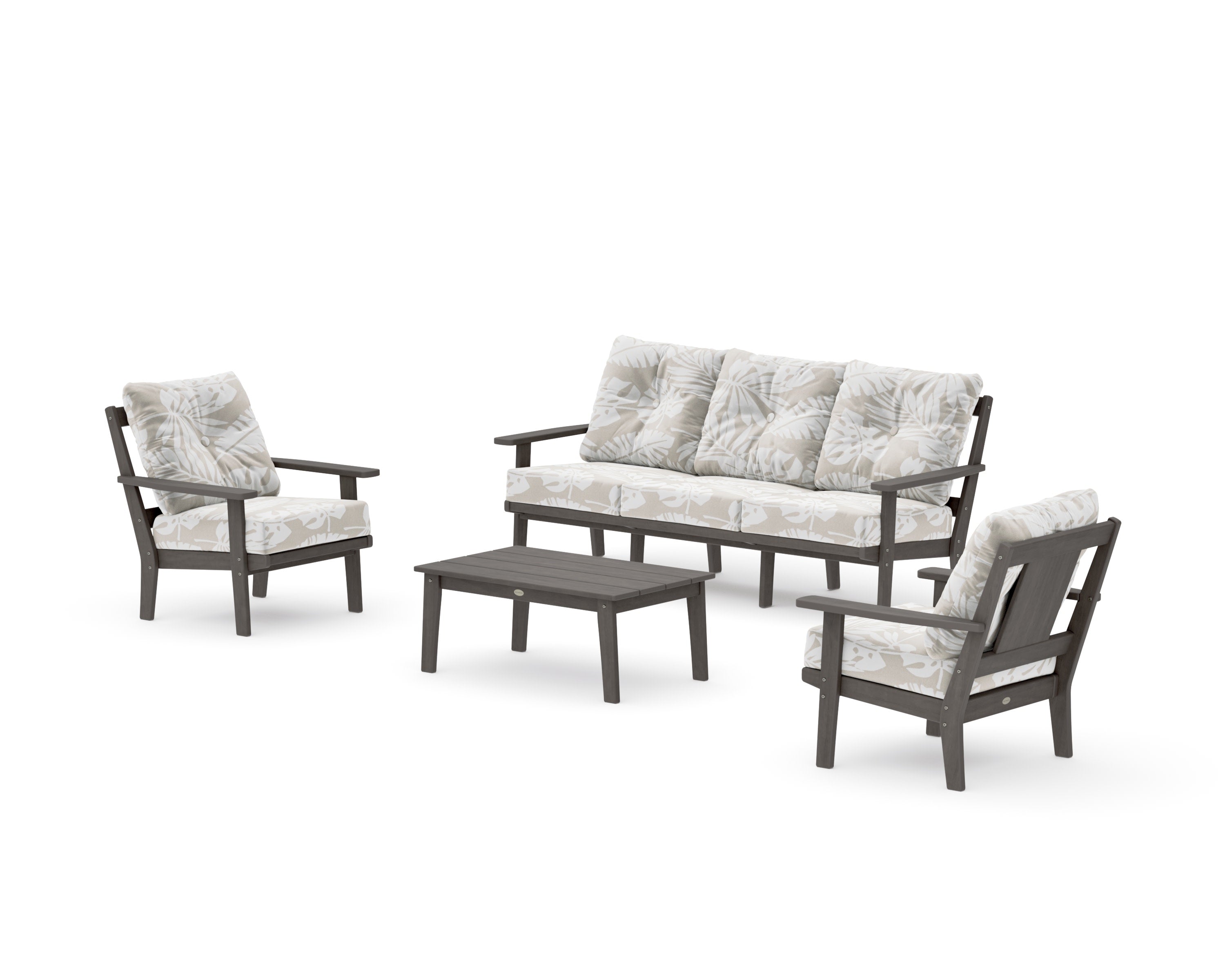 Prairie 4-Piece Deep Seating Set with Sofa in Driftwood / Leaf Dune Burlap