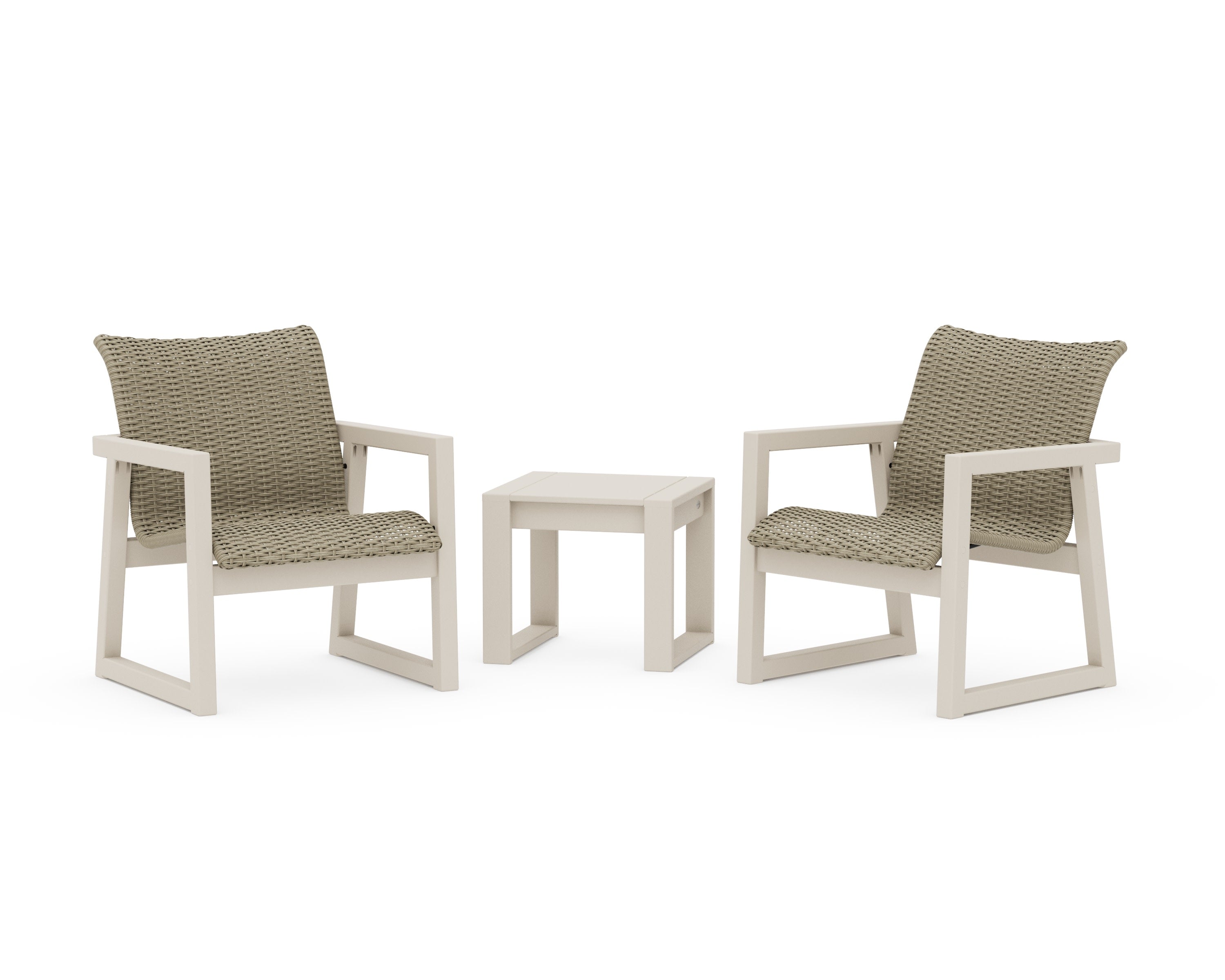 EDGE Woven 3-Piece Lounge Chair Seating Set in Sand / Dune Grass