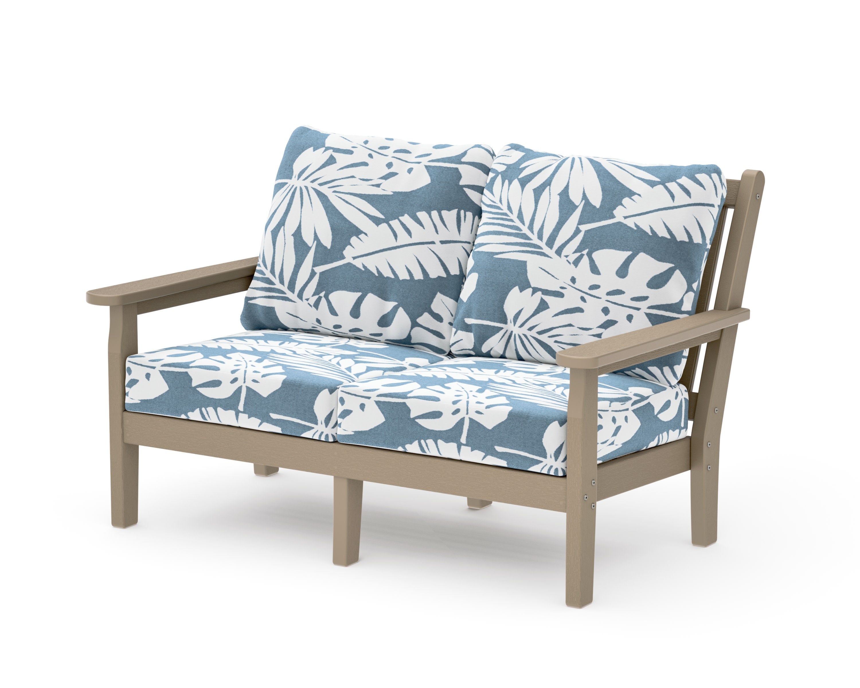 Chippendale Deep Seating Loveseat in Vintage Sahara / Leaf Sky Blue