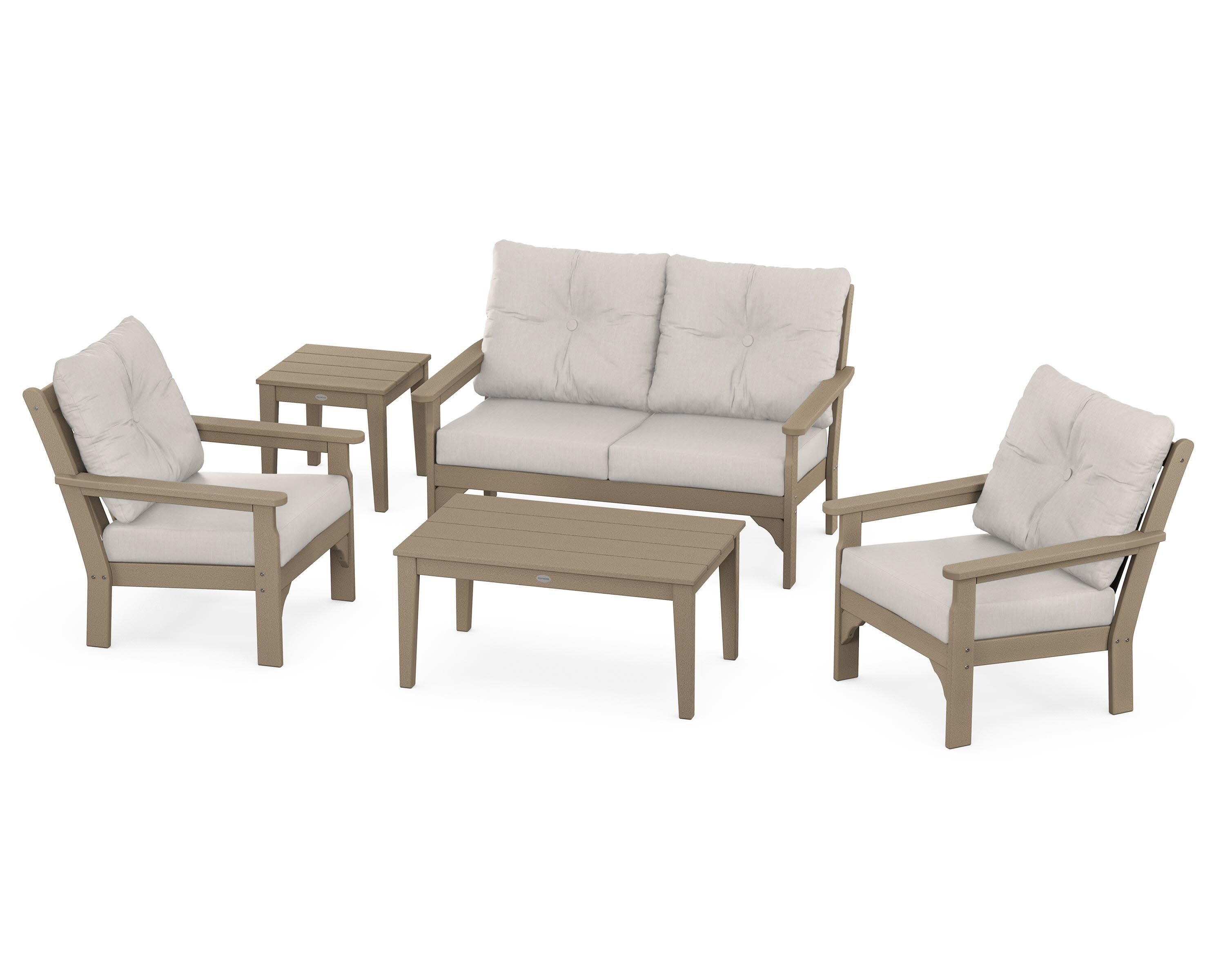Vineyard 5-Piece Deep Seating Set in Vintage Sahara / Cast Ash