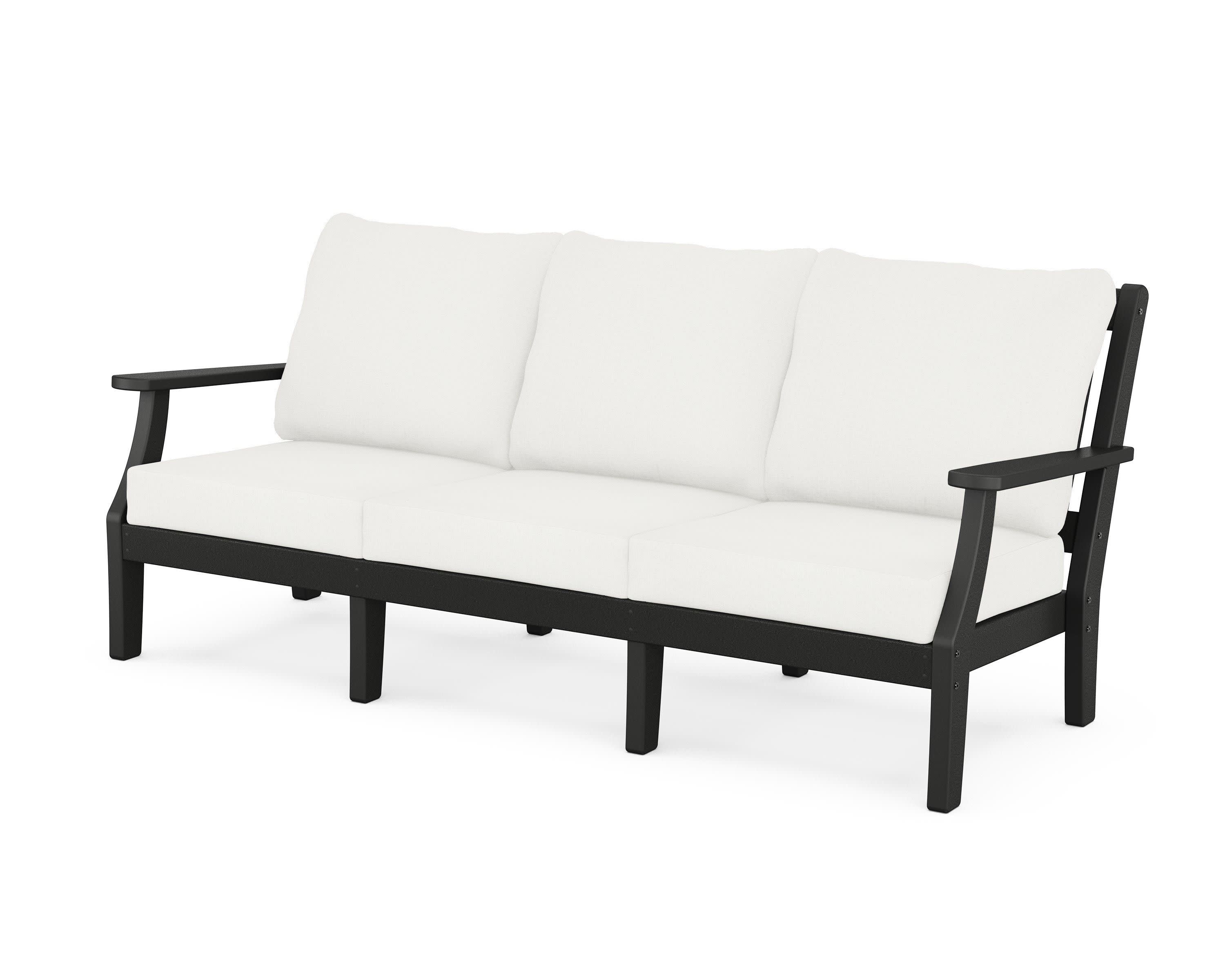 Chinoiserie Deep Seating Sofa in Black / Natural Linen