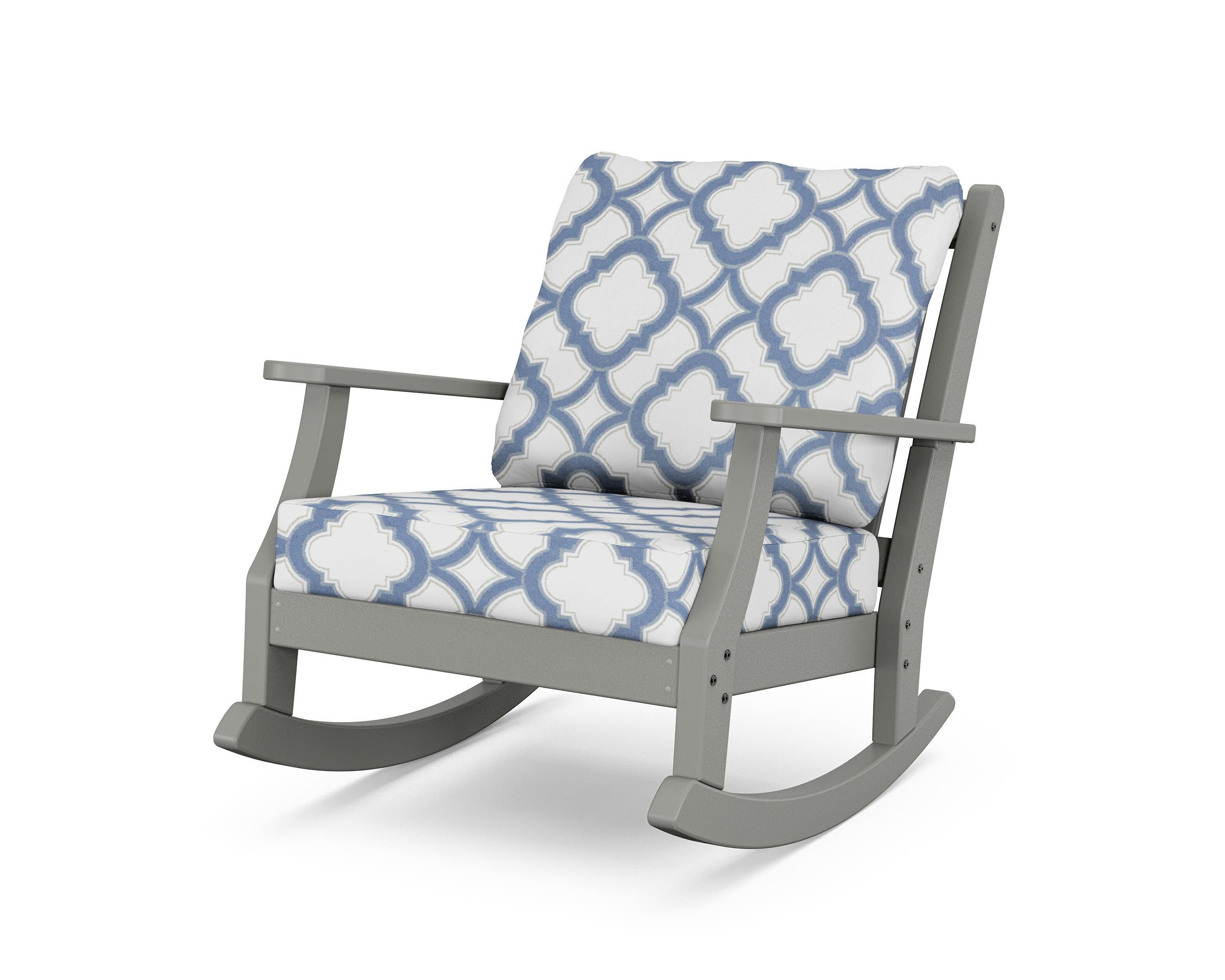 Wovendale Deep Seating Rocking Chair in Slate Grey / Trellis Sky Blue