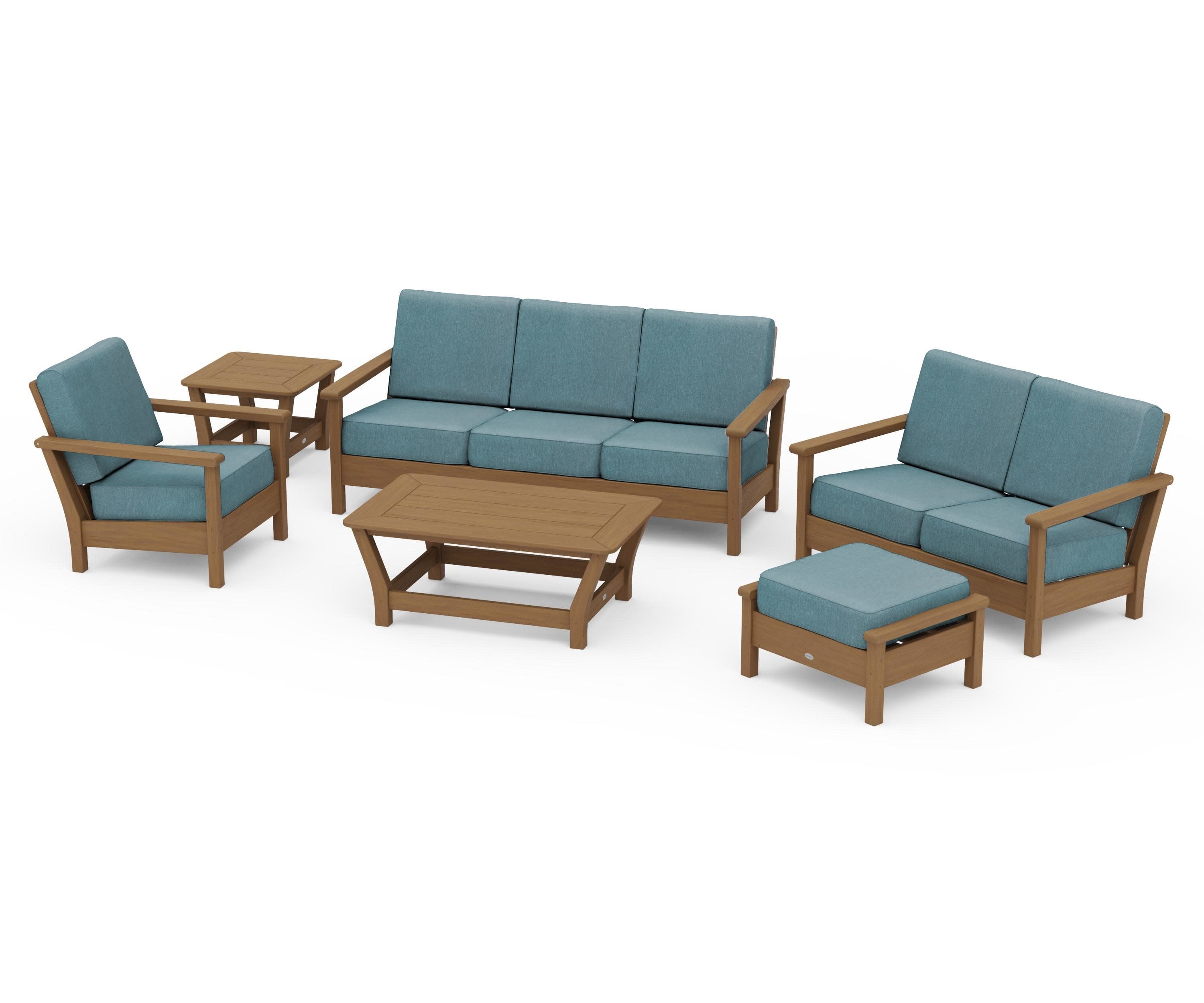 Harbour 6-Piece Outdoor Living Set in Natural / Ocean Teal