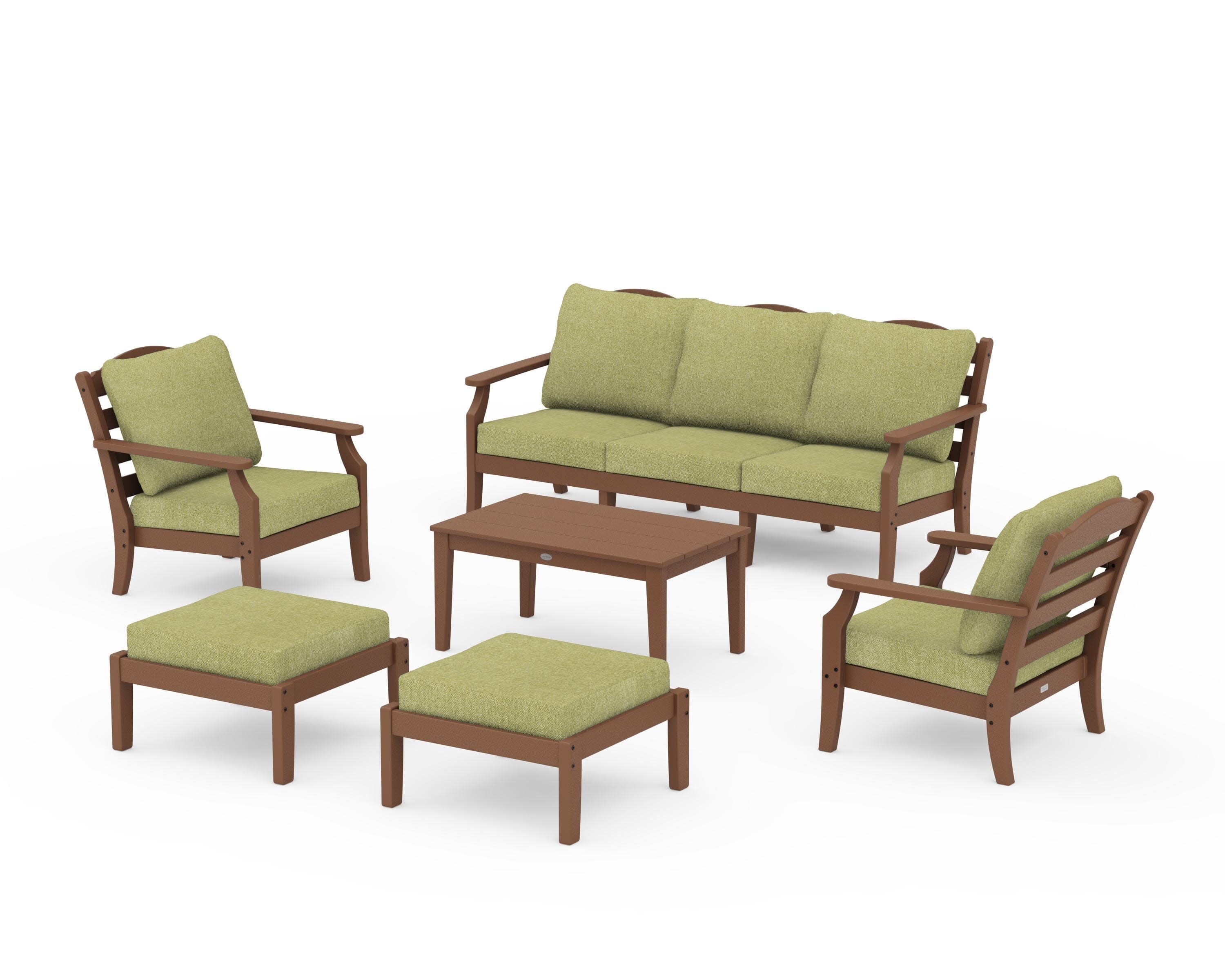 Savannah 6-Piece Lounge Sofa Set in Teak / Chartreuse Boucle