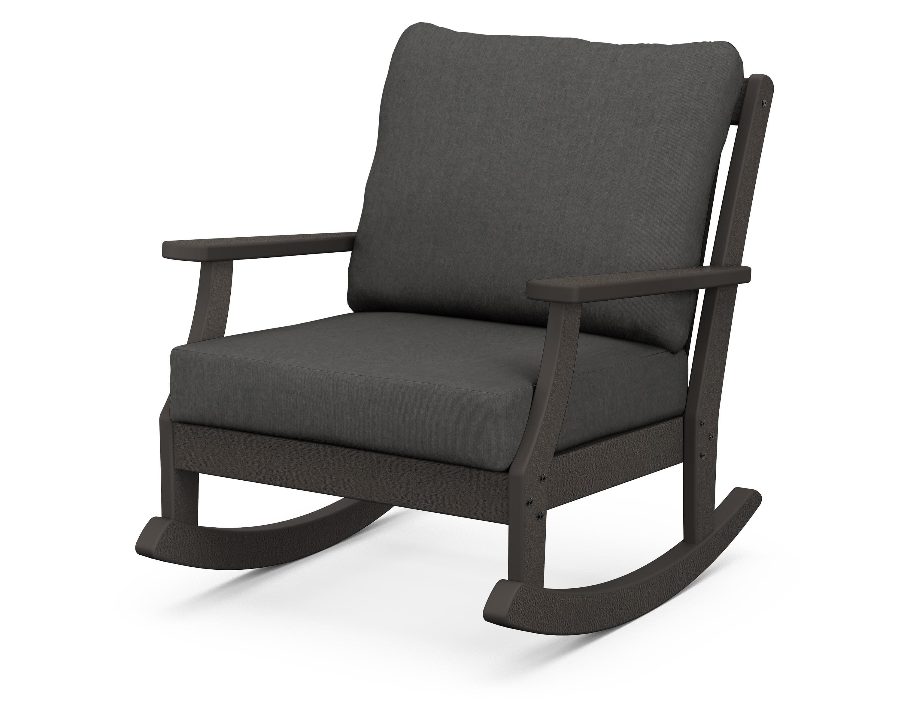 Braxton Deep Seating Rocking Chair in Vintage Coffee / Spectrum Carbon