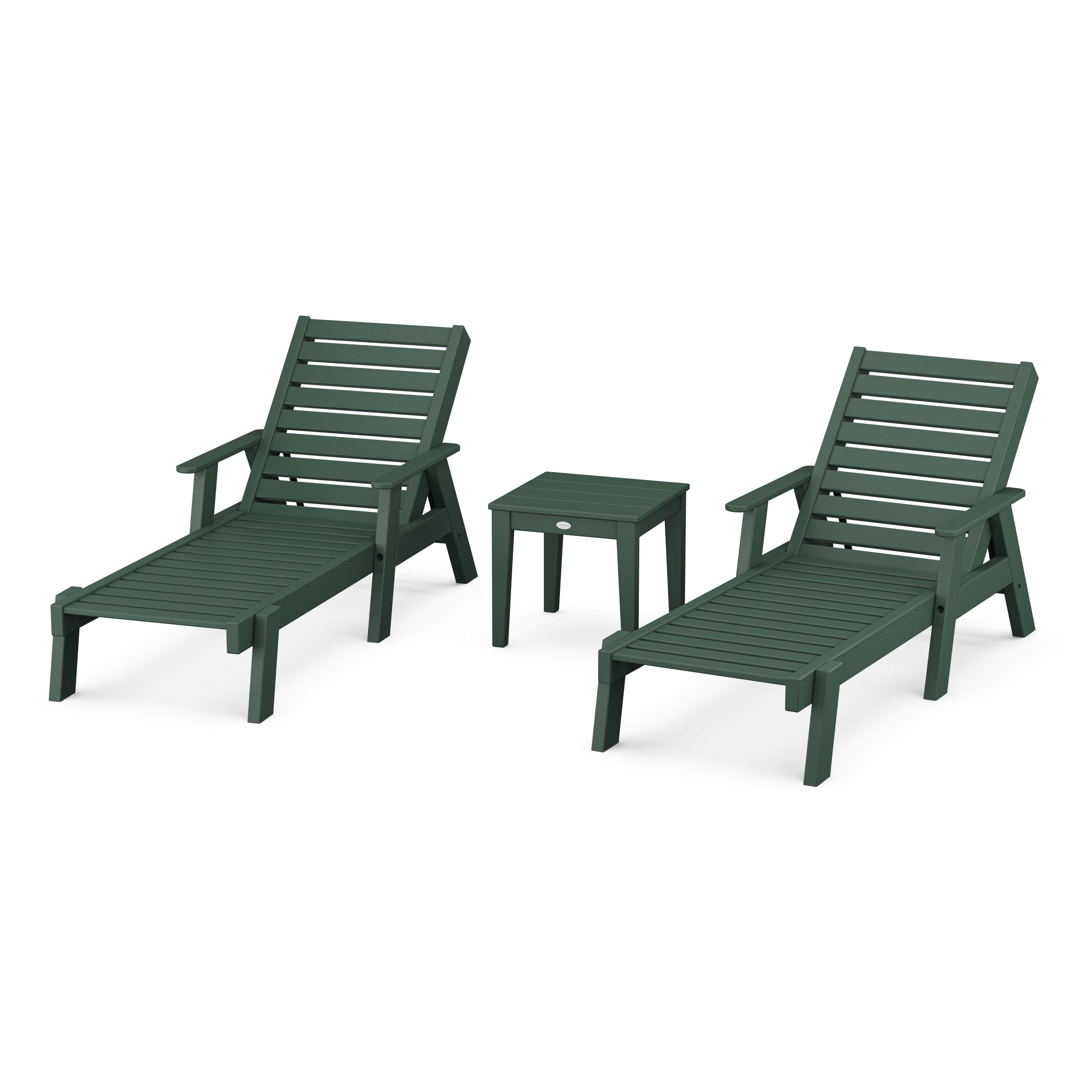 Captain Chaise 3-Piece Set with Arms in Green