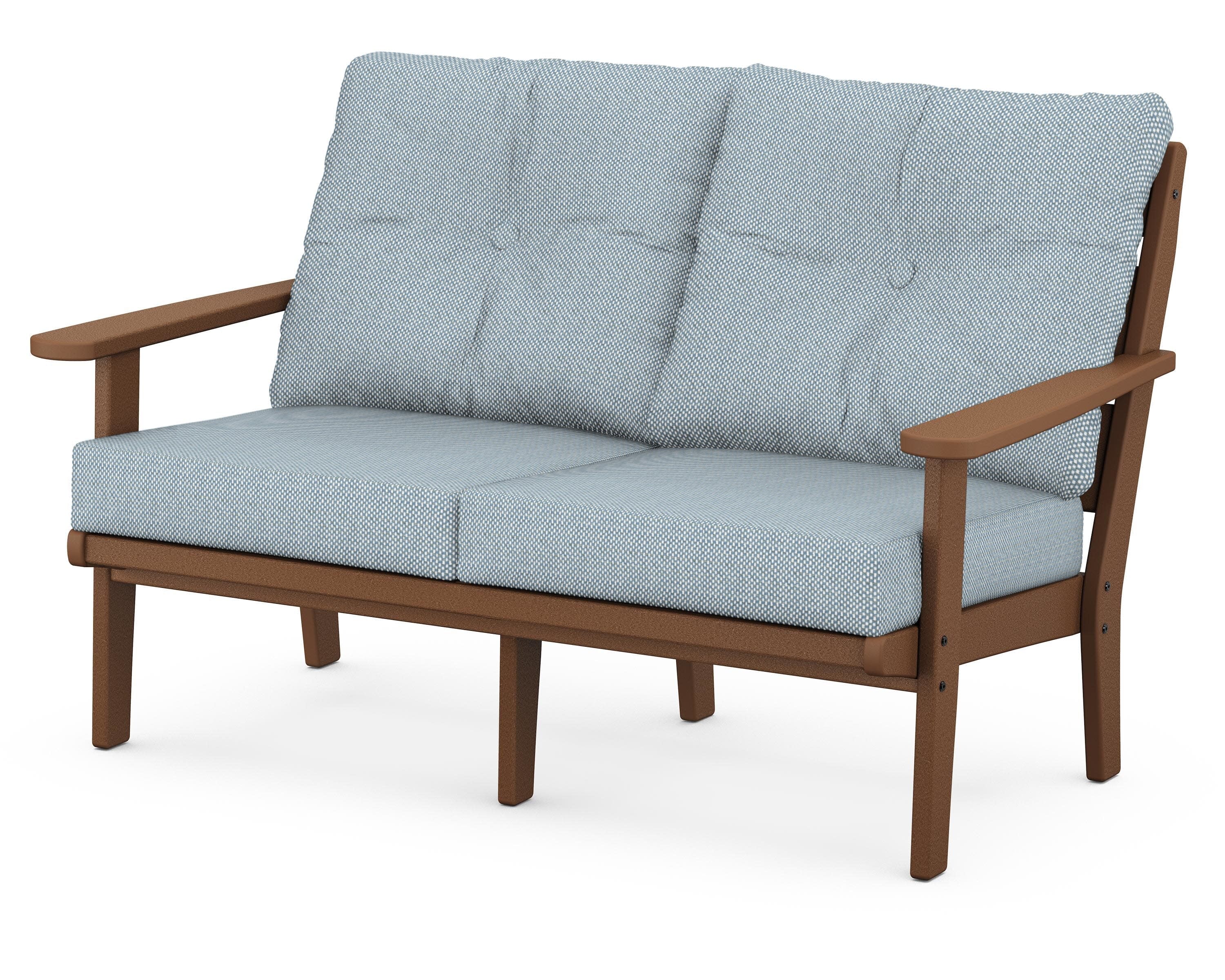 Lakeside Deep Seating Loveseat in Teak / Exhale Sky