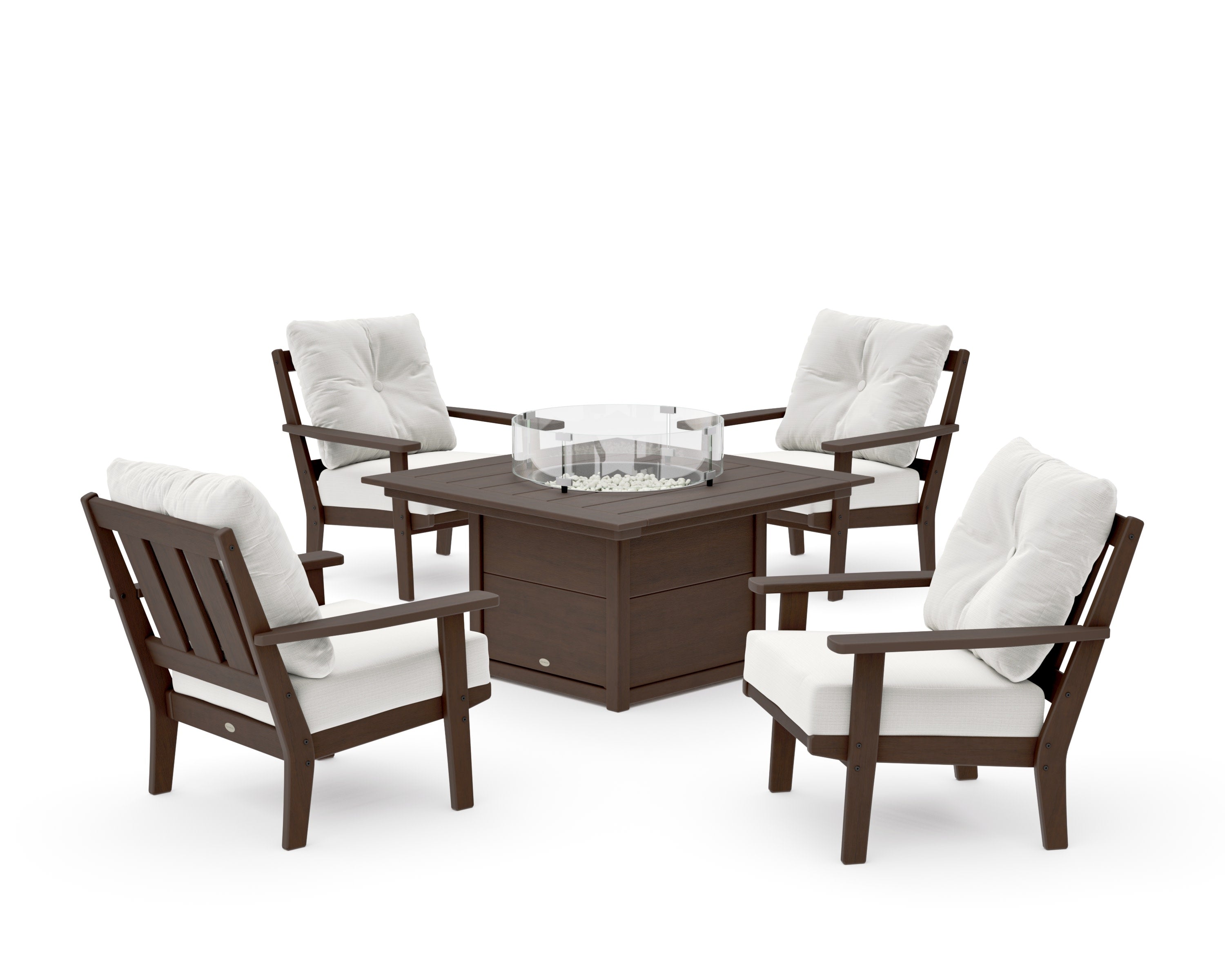 Oxford 5-Piece Deep Seating Set with Fire Pit Table in Kona / Natural Linen