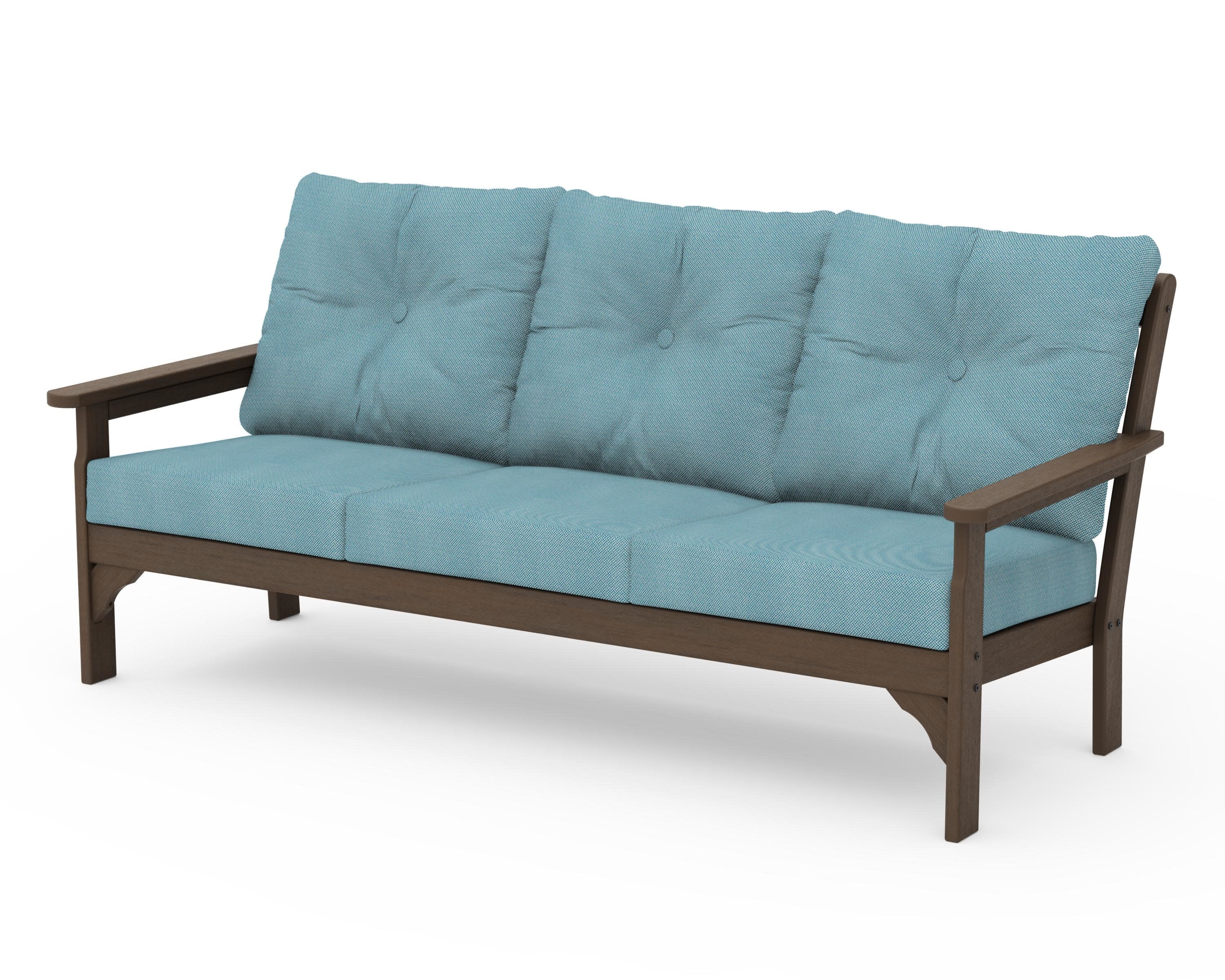 Vineyard Deep Seating Sofa in Kona / Lattice Sky Blue