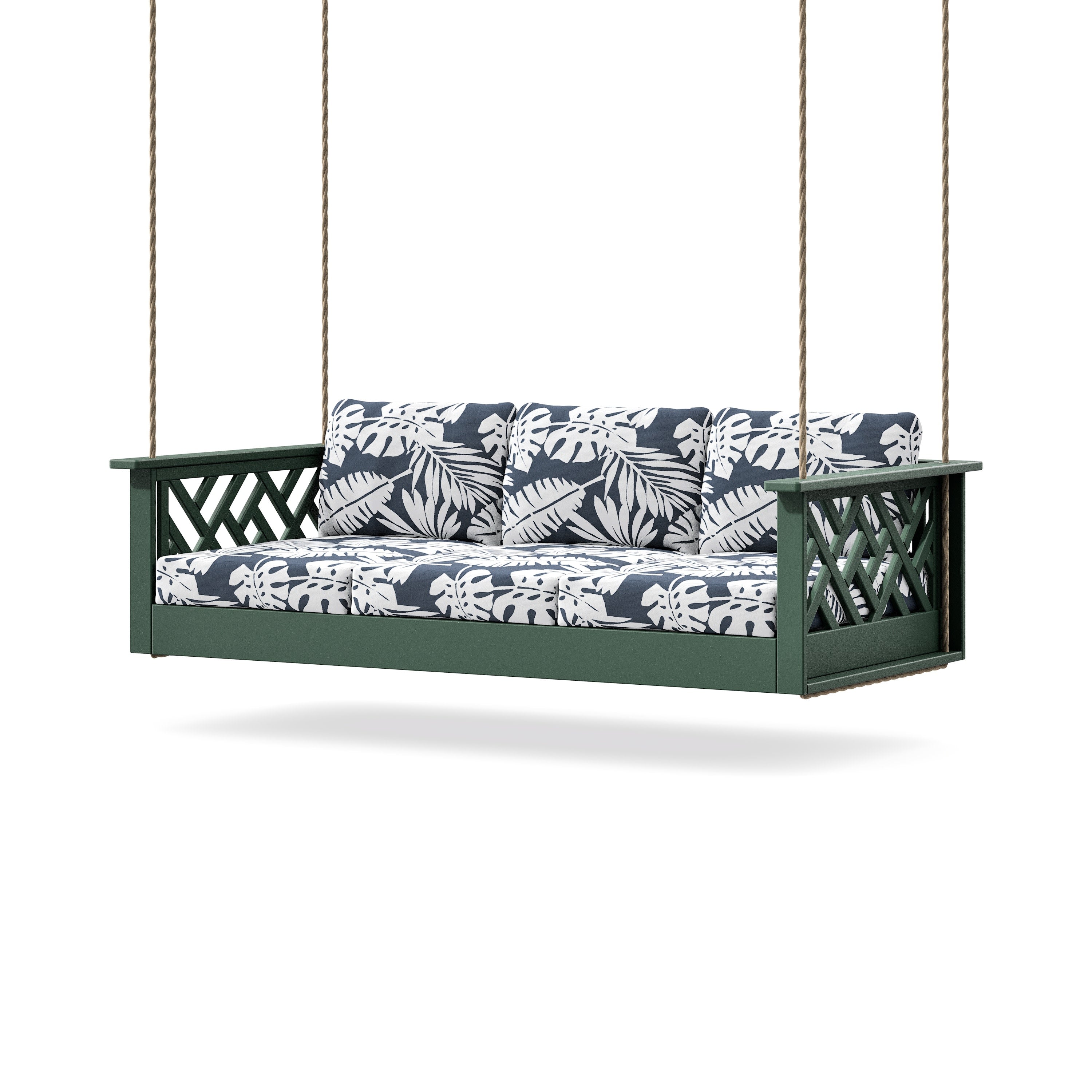 Chippendale Daybed Swing in Green / Leaf Marine Indigo