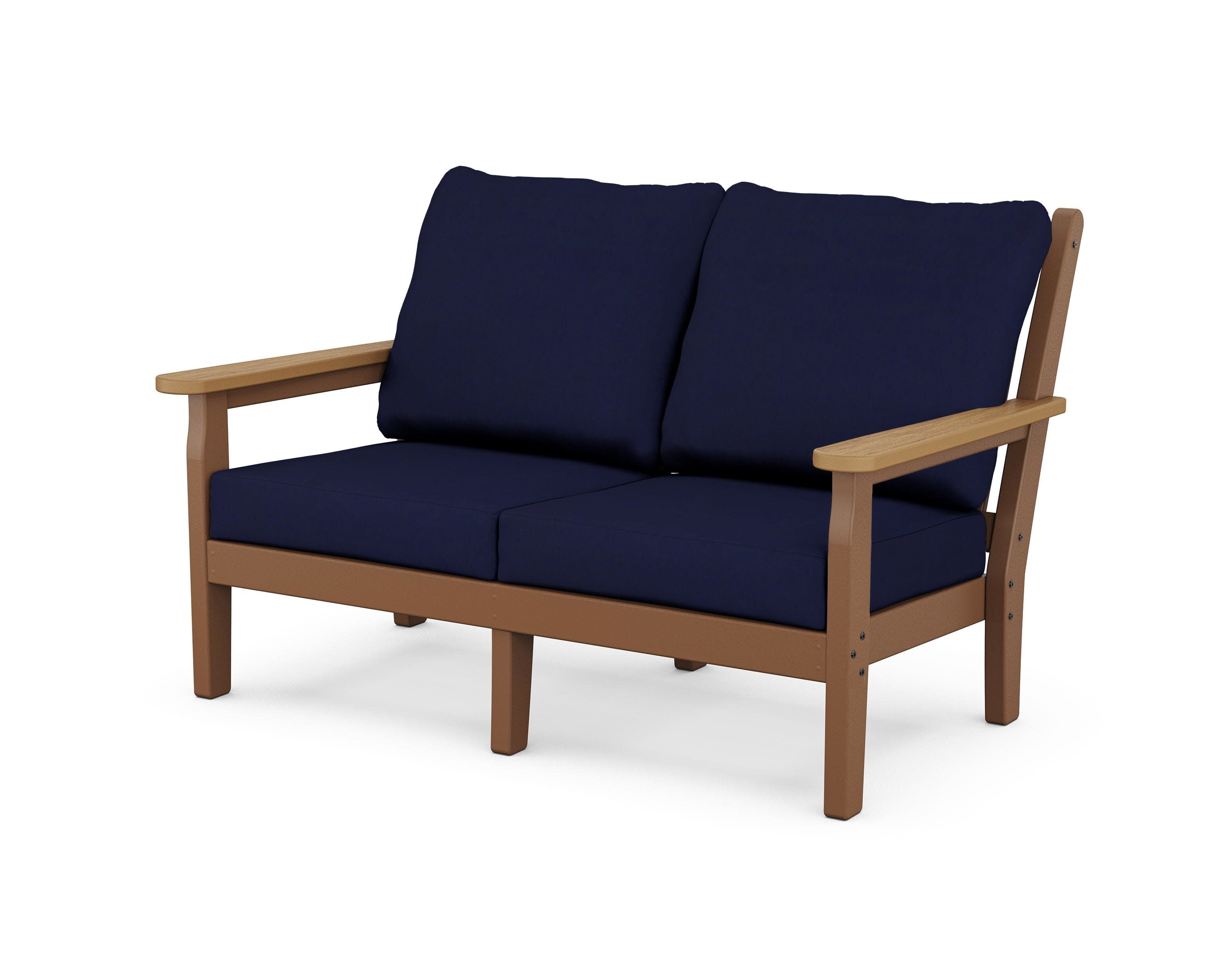 Chippendale Deep Seating Loveseat in Teak / Natural / Navy